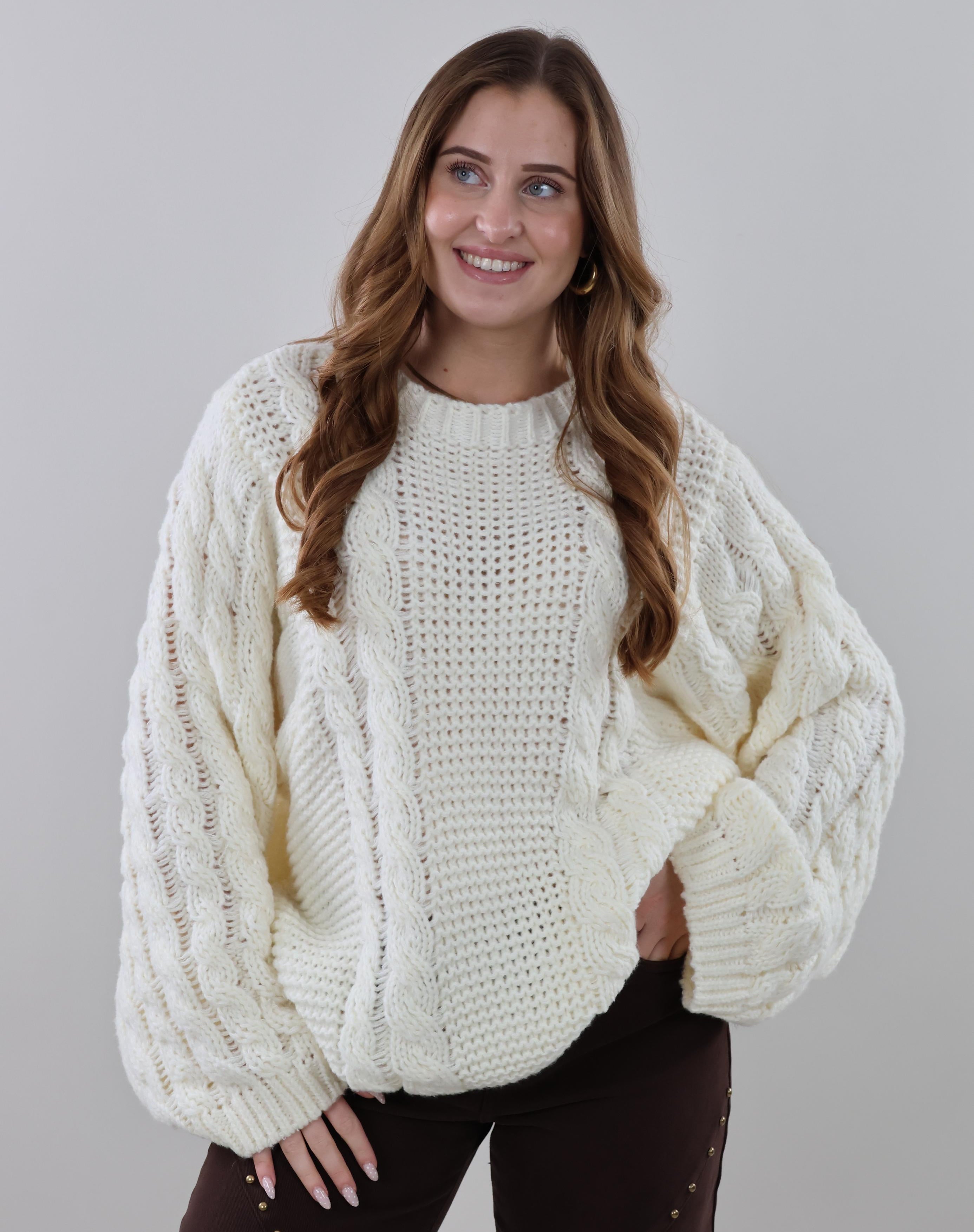 Chunky cable knit Sweater - Creme