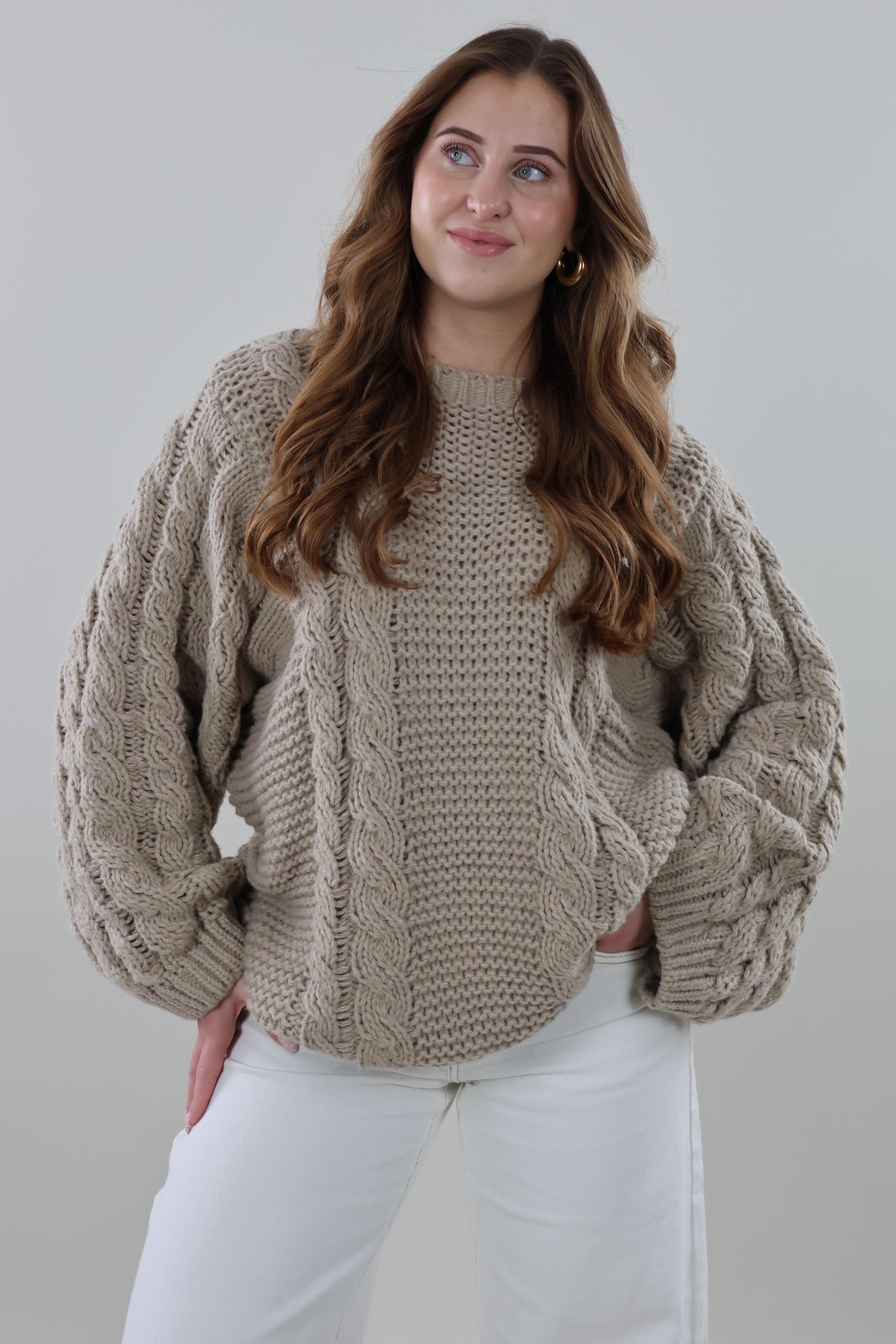 Chunky cable knit Sweater - Taupe