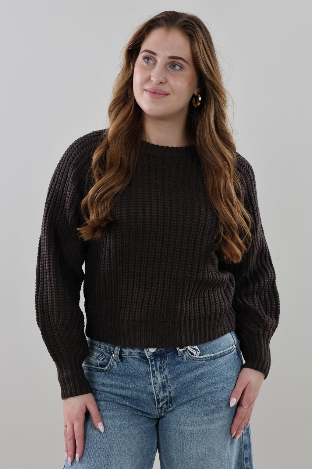 Cozy ribbed Sweater - Dark brown