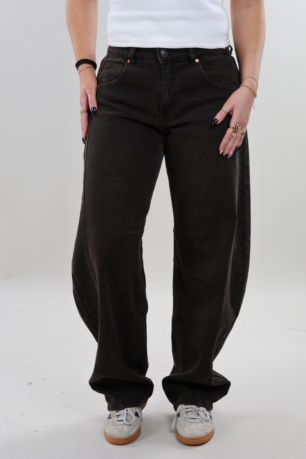 Double seam balloon fit Jeans - Stretch - Dark brown