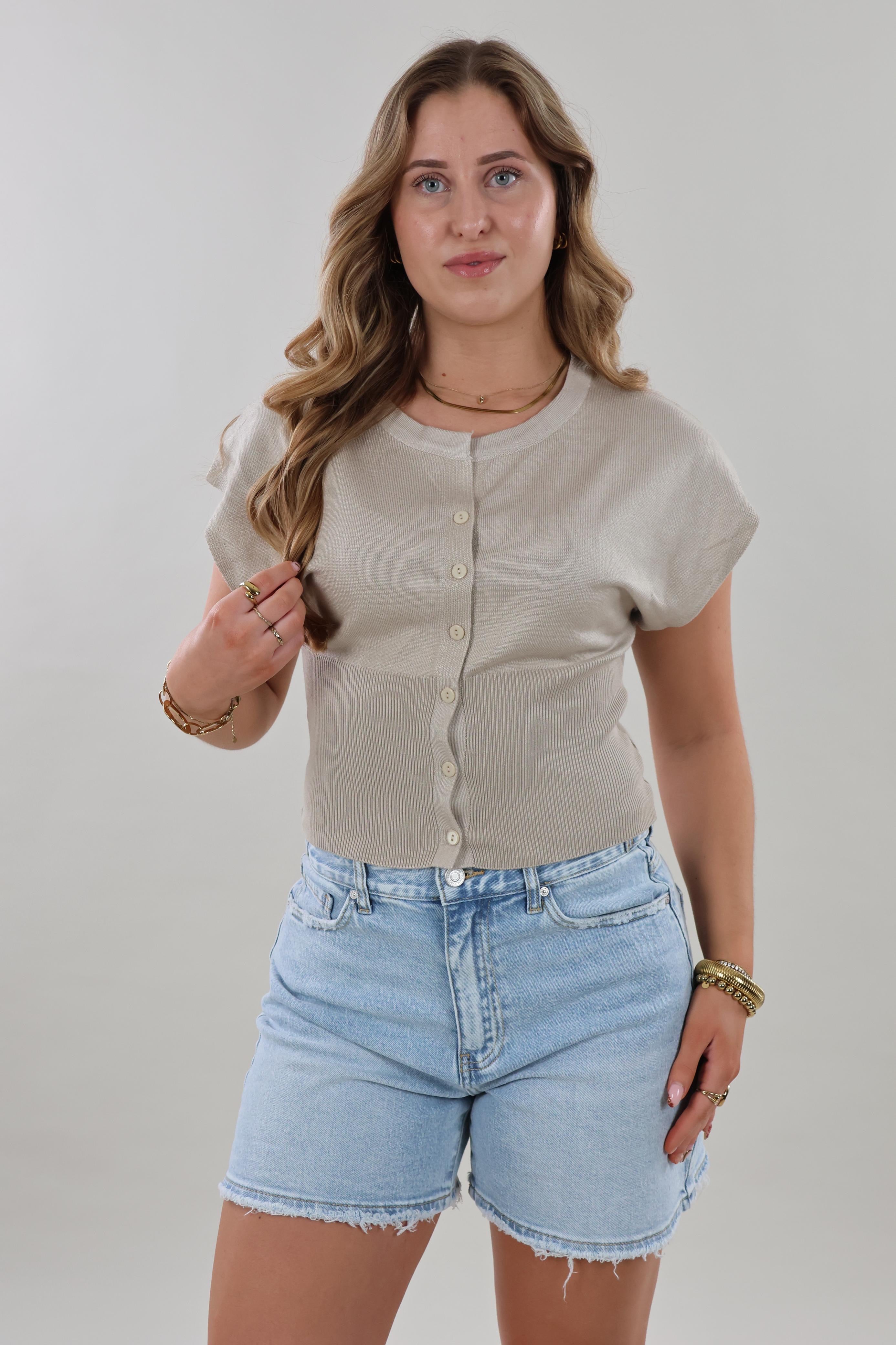 Short sleeve fitted Top - Beige