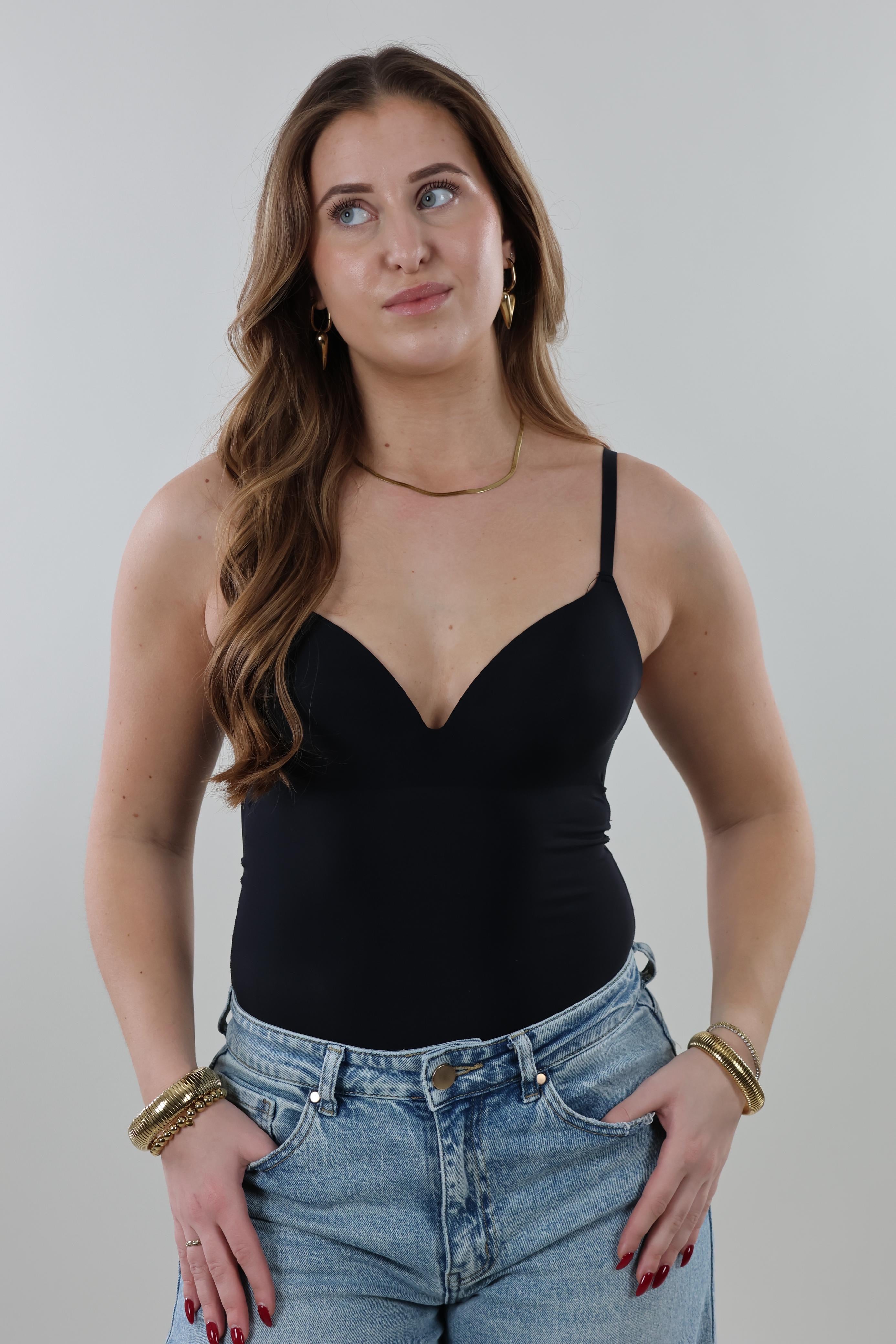 Smooth sculpt V-neck Bodysuit - Black