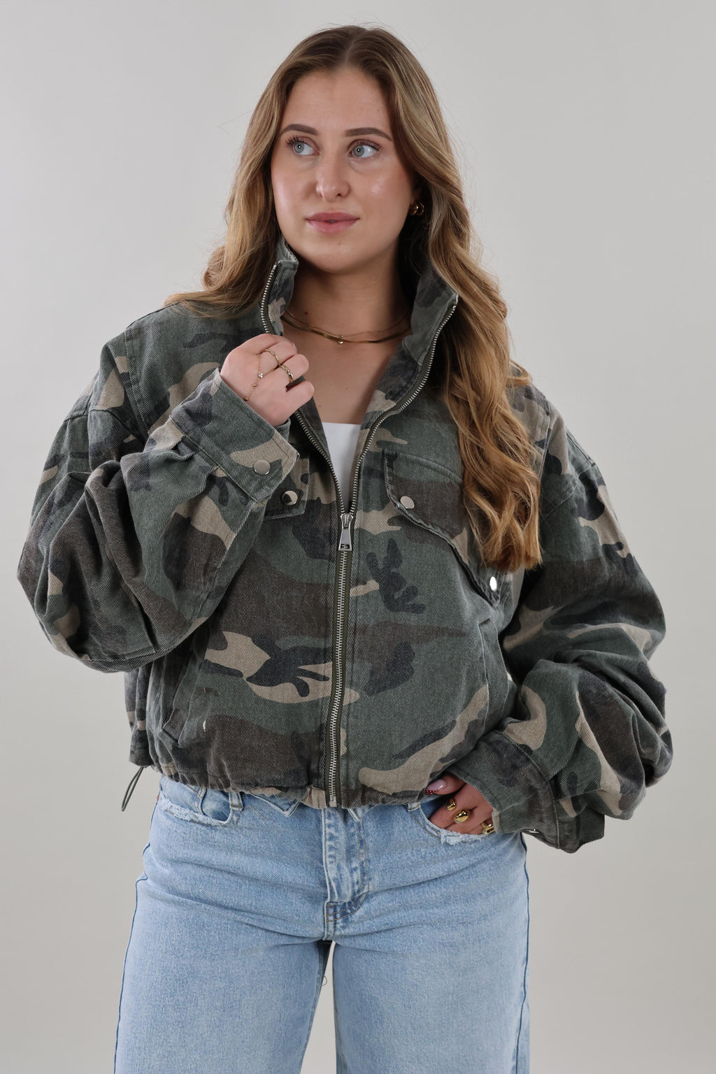 Camo cropped denim Jacket