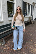Pre order - Adjustable wide leg Jeans - Light washed blue