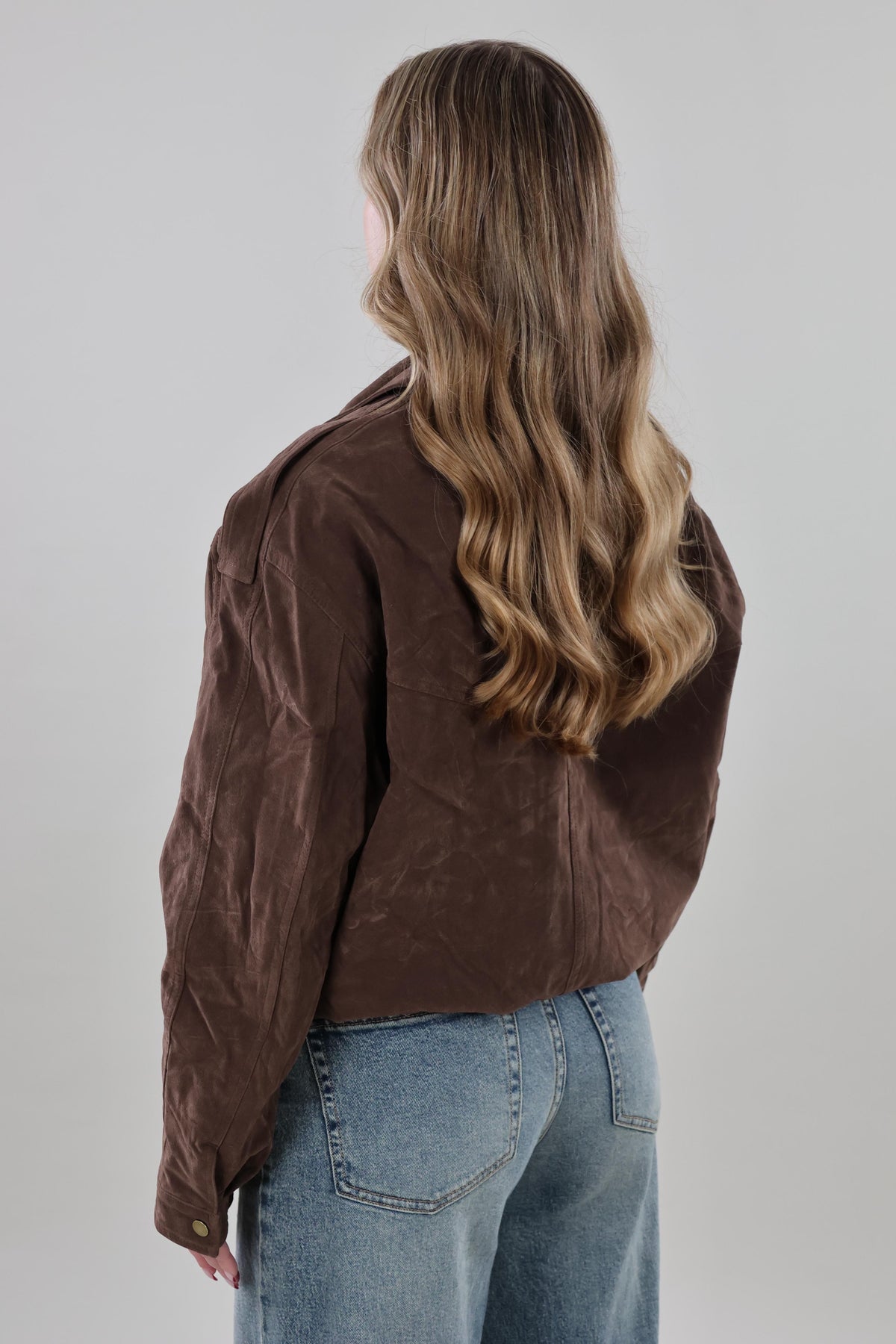 Oversized suede look Jacket - Brown