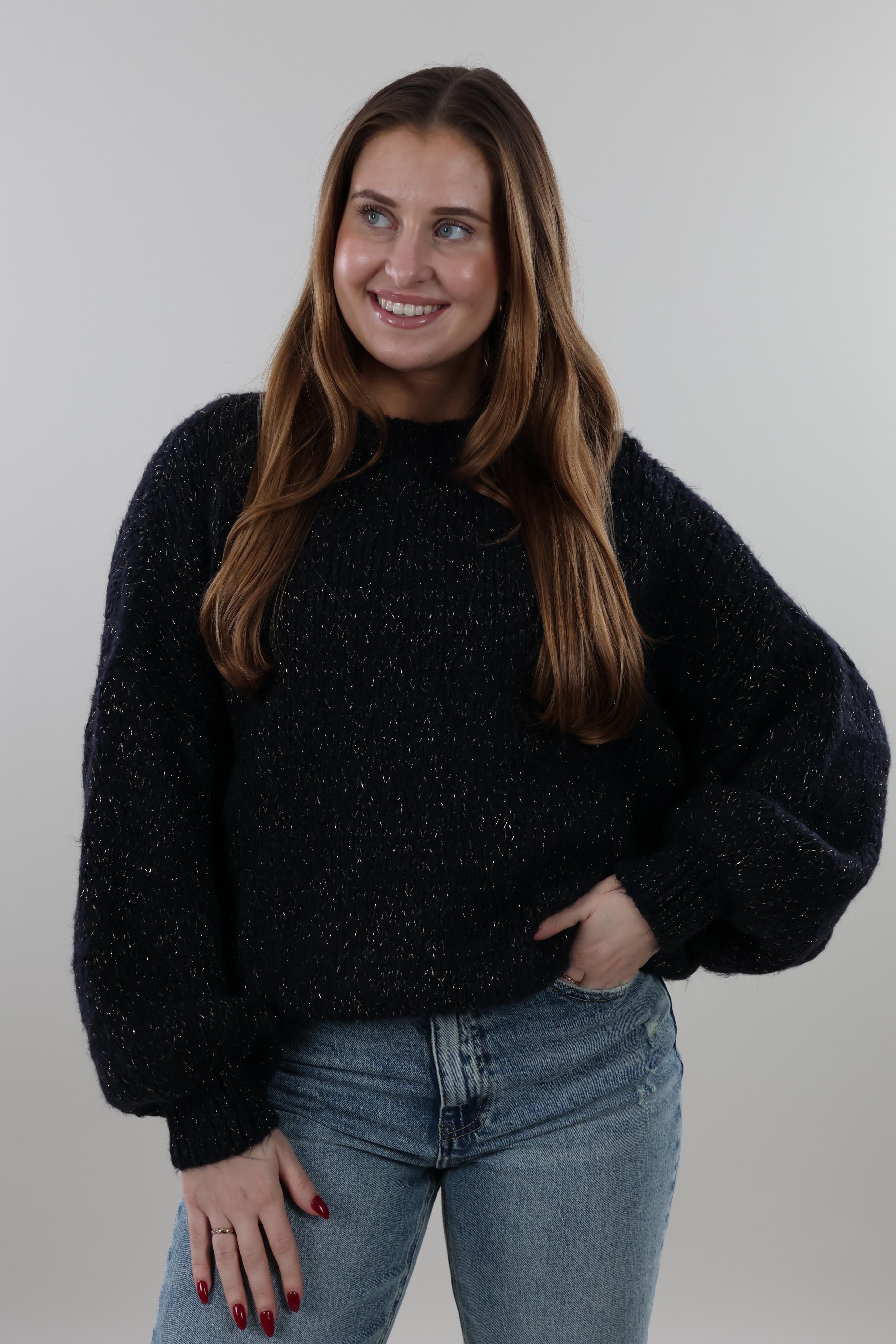Soft sparkle knit Sweater - Navy