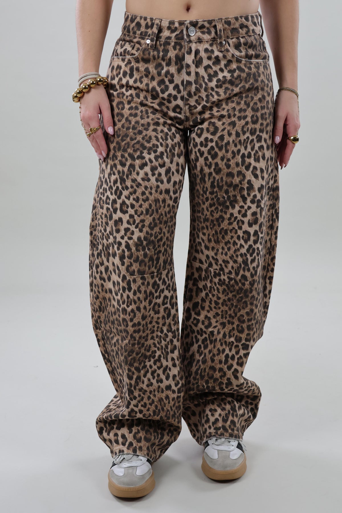 Mid waist balloon fit Jeans - Leopard
