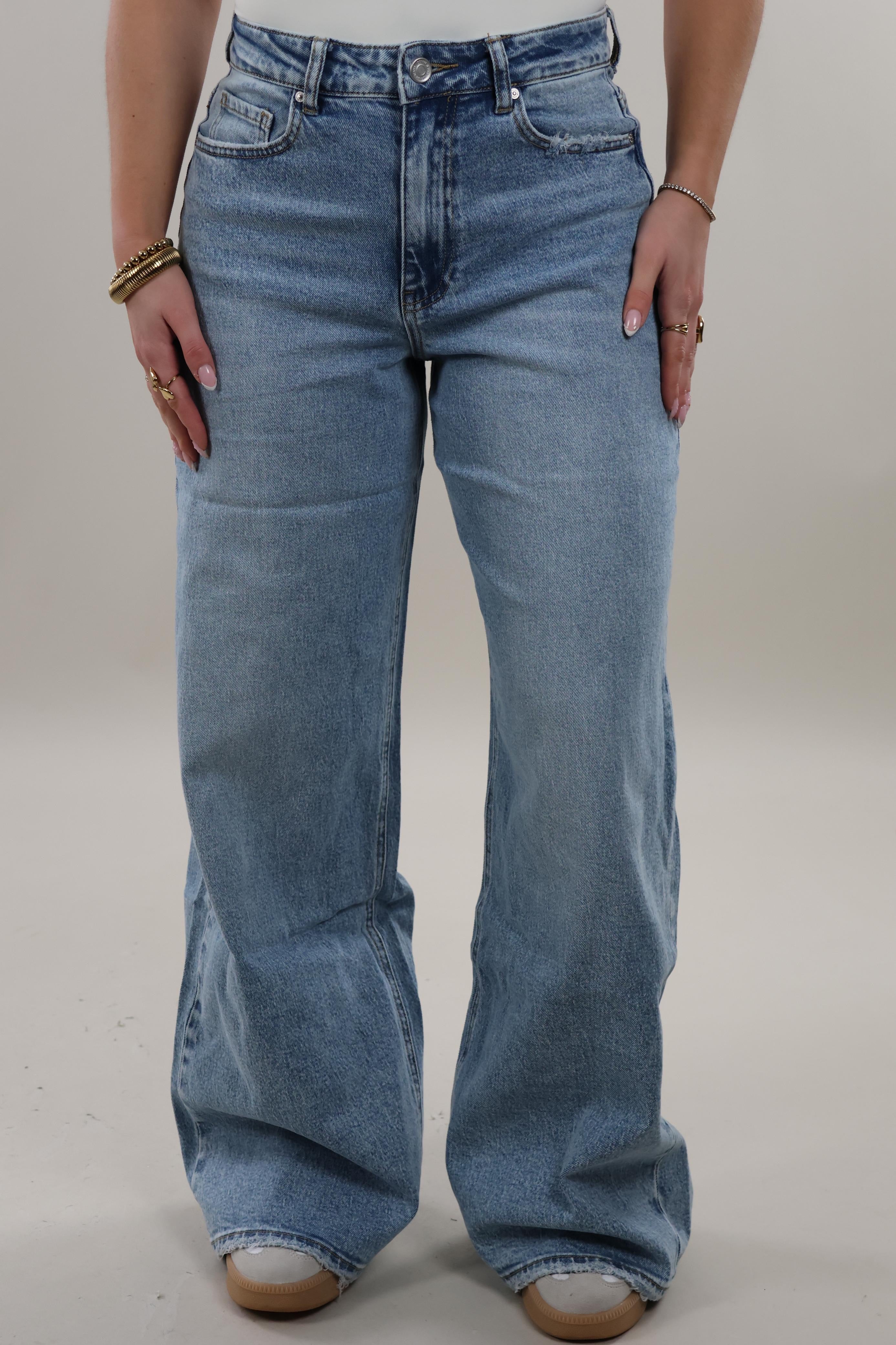 Classic wide leg Jeans - Stretch - Light washed blue