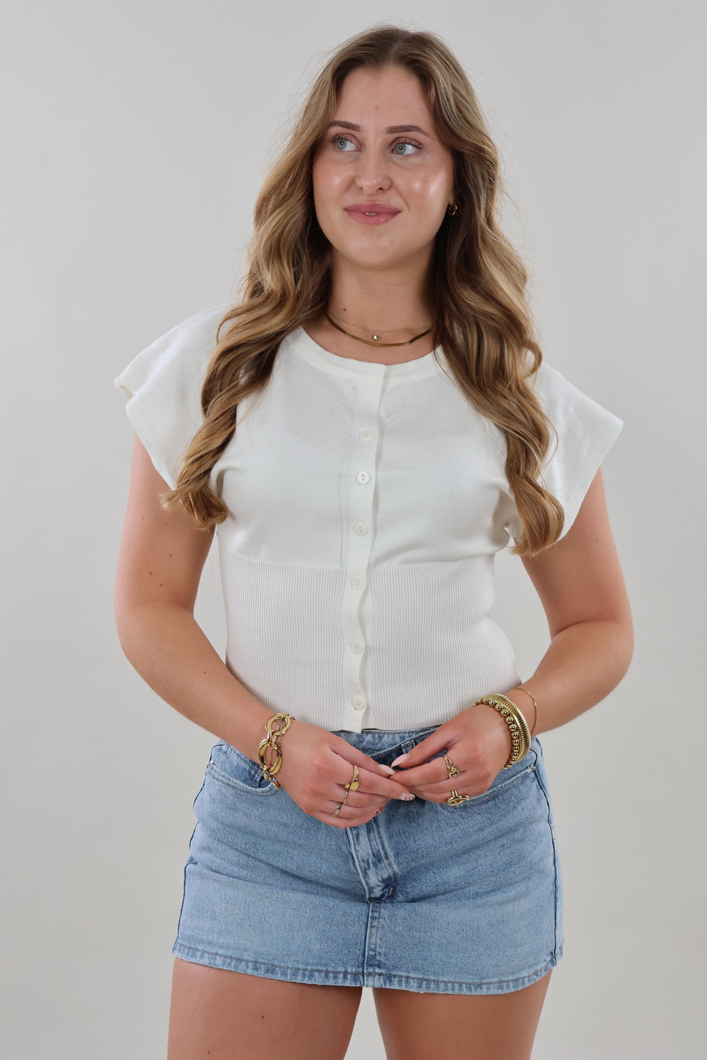 Short sleeve fitted Top - Off white