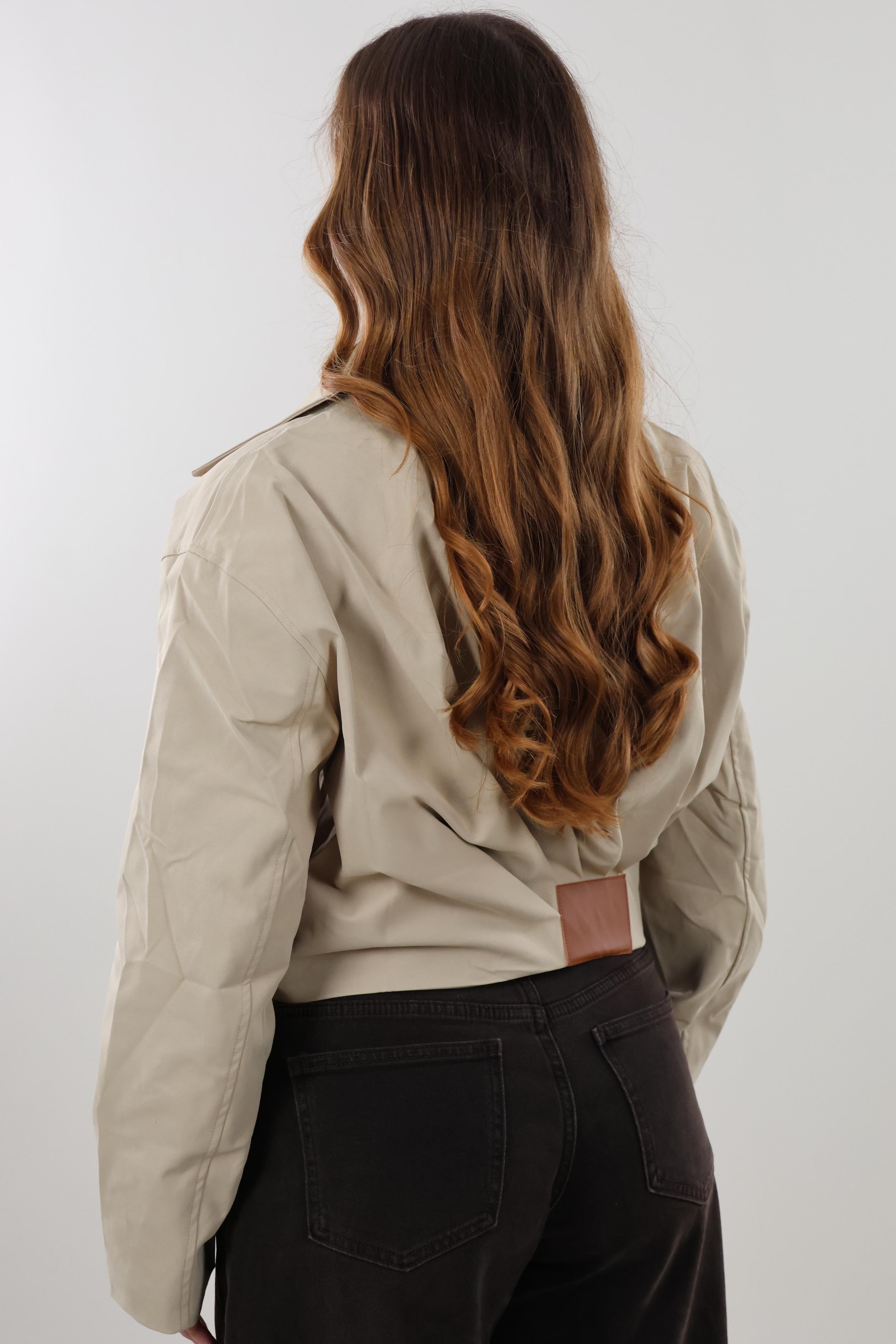 Cropped trench zip Jacket - Beige