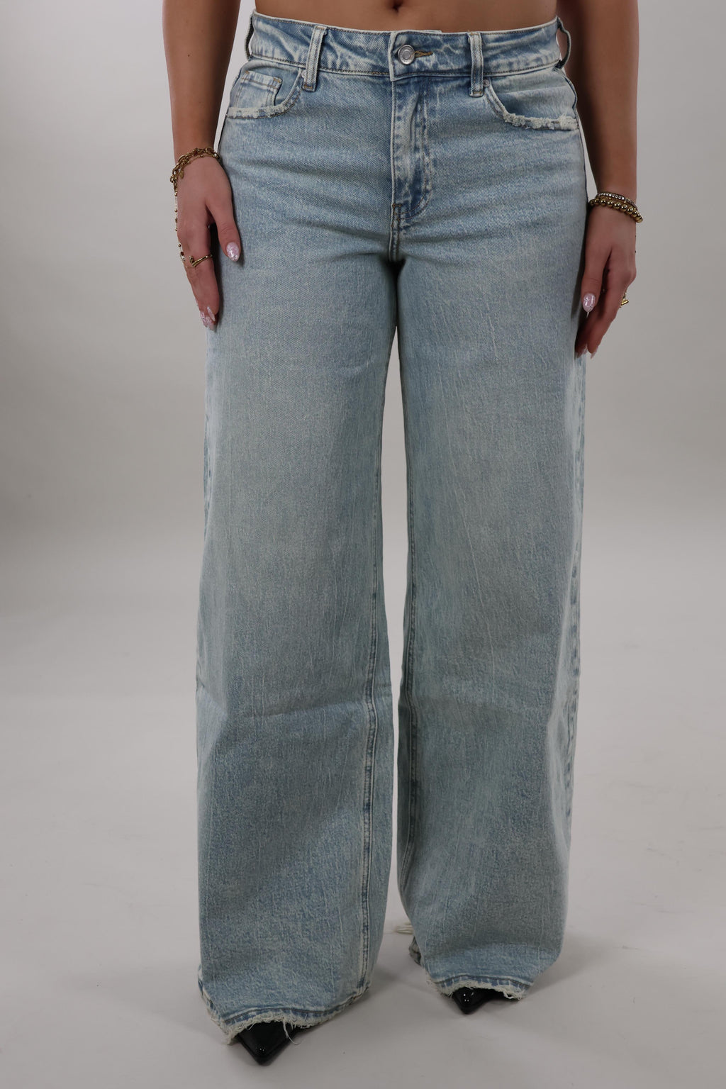 Basic mid waist wide leg Jeans - Light washed