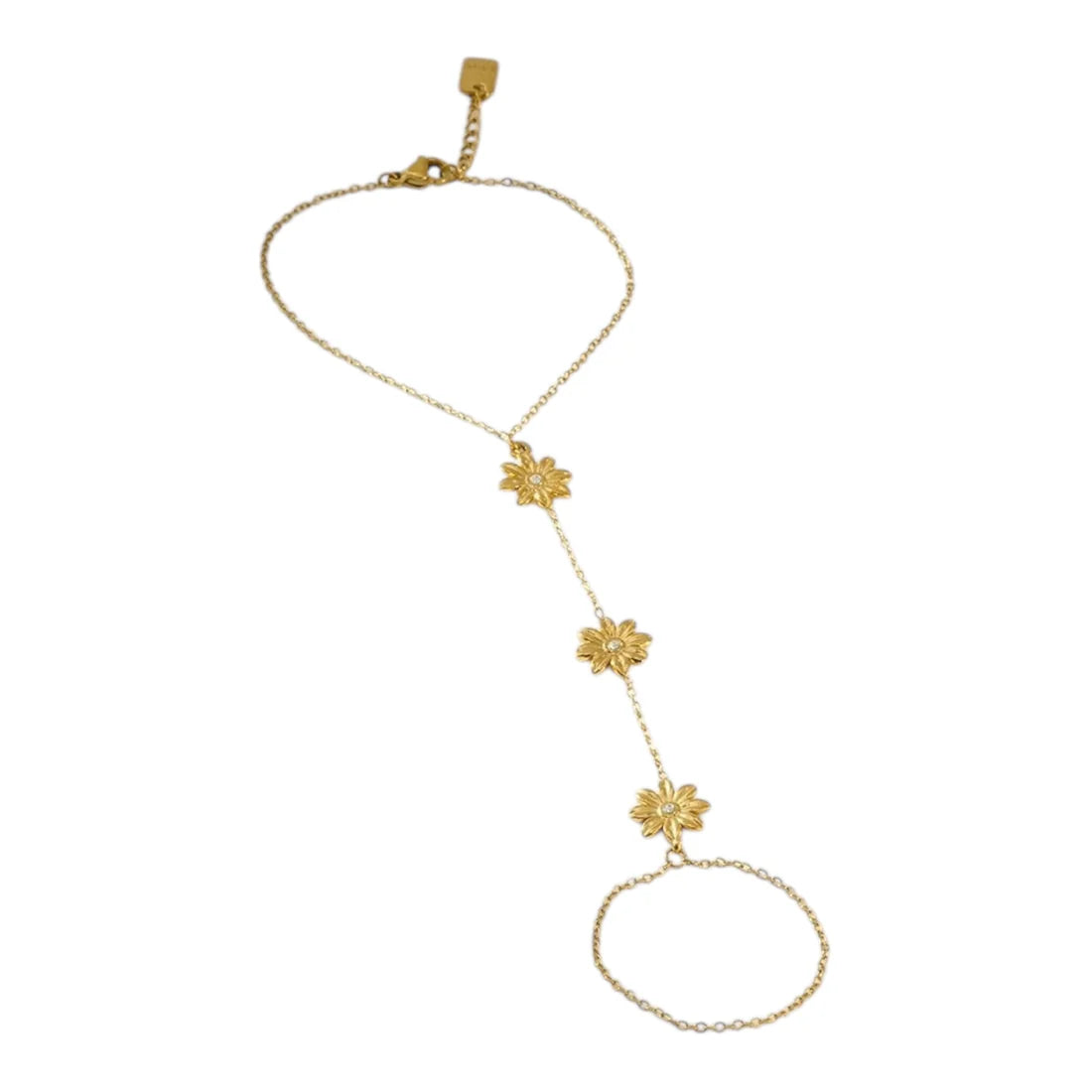Floral charm hand Chain - Gold