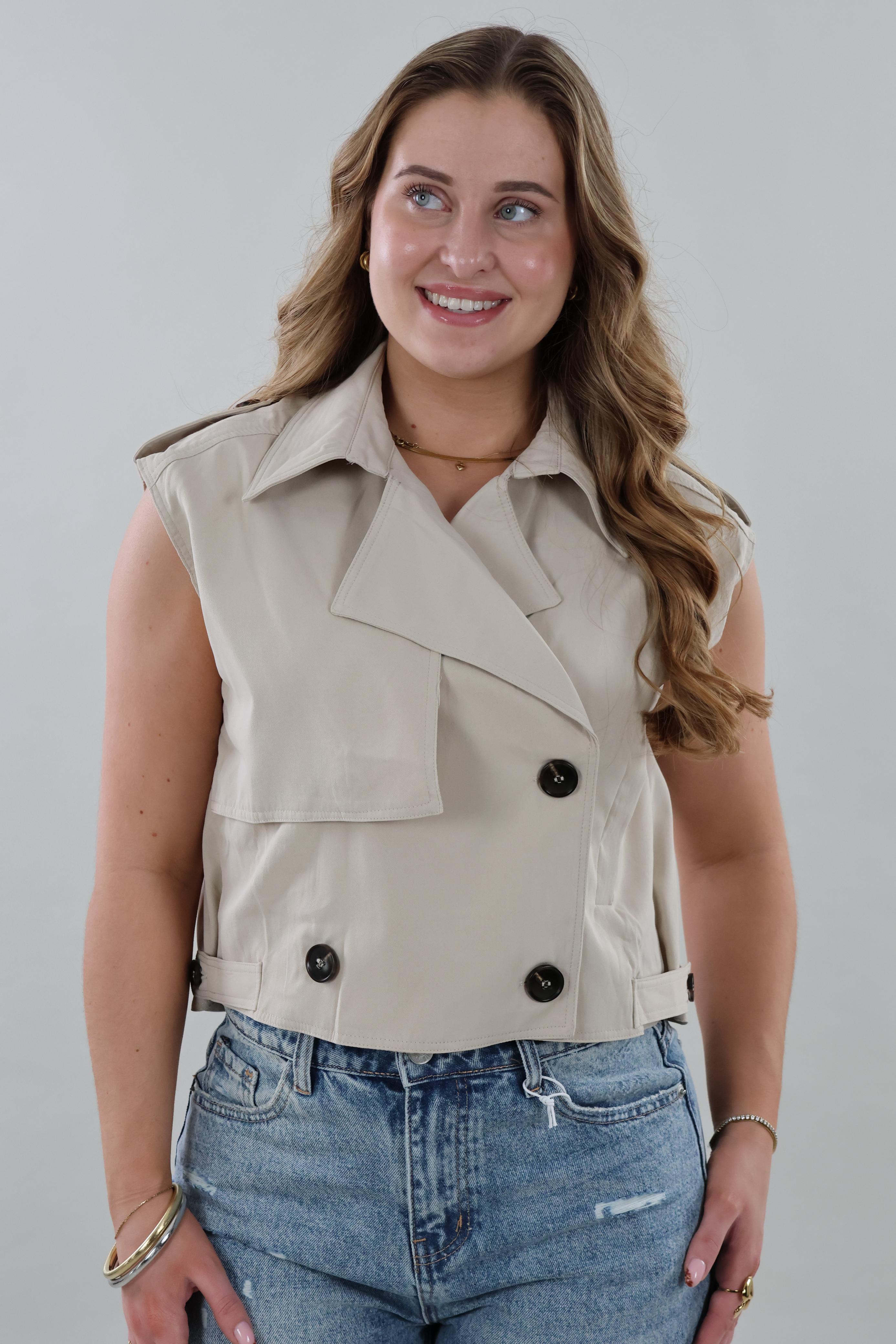 Sleeveless trench Jacket – Beige
