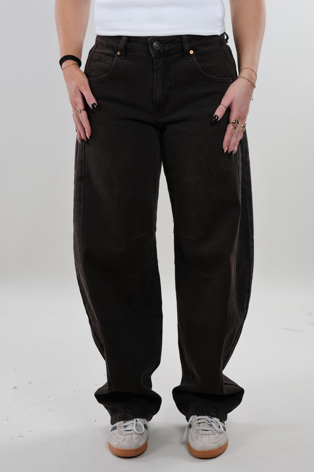Double seam balloon fit Jeans - Stretch - Dark brown