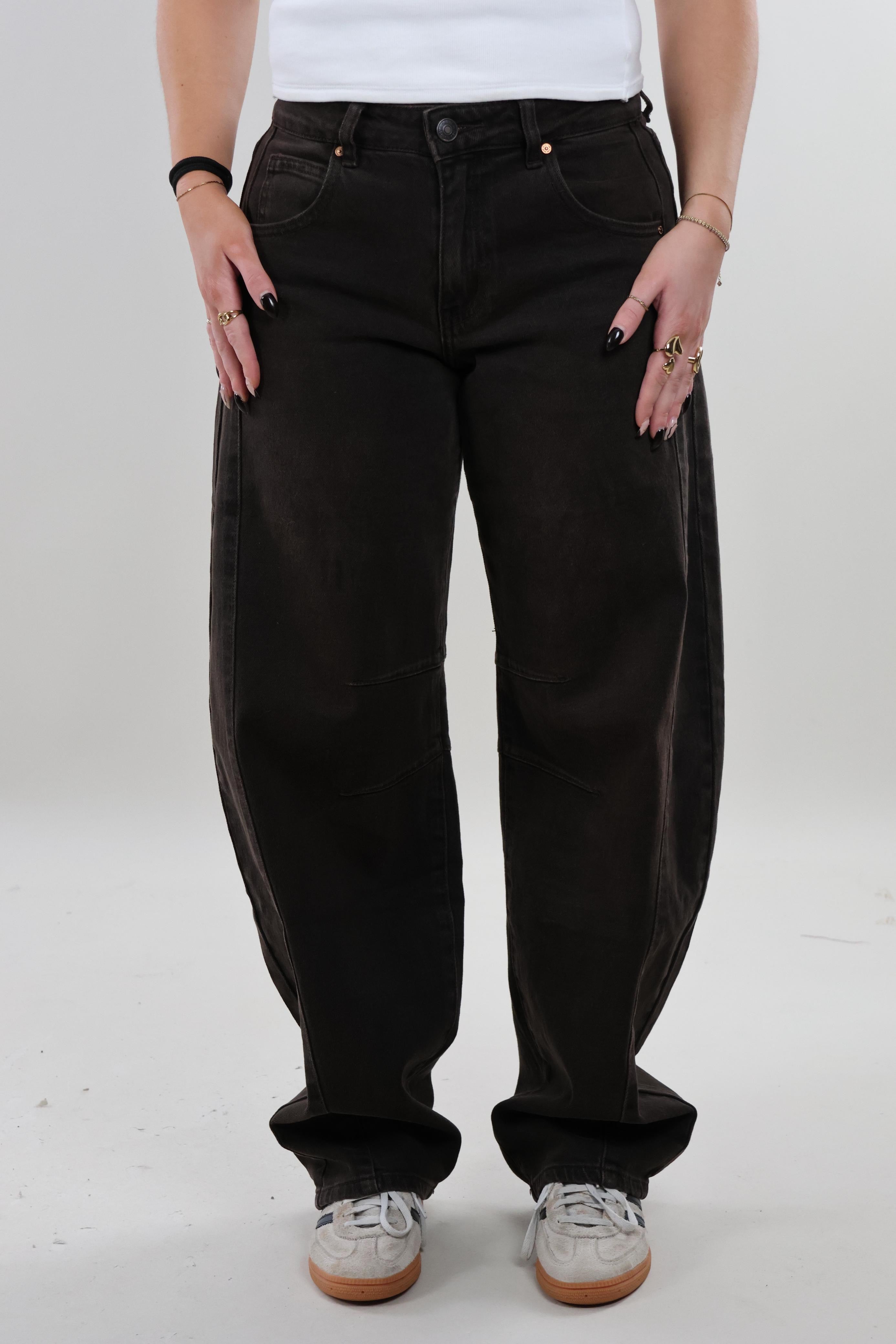 Double seam balloon fit Jeans - Stretch - Dark brown