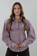 Checked button Blouse - Pink