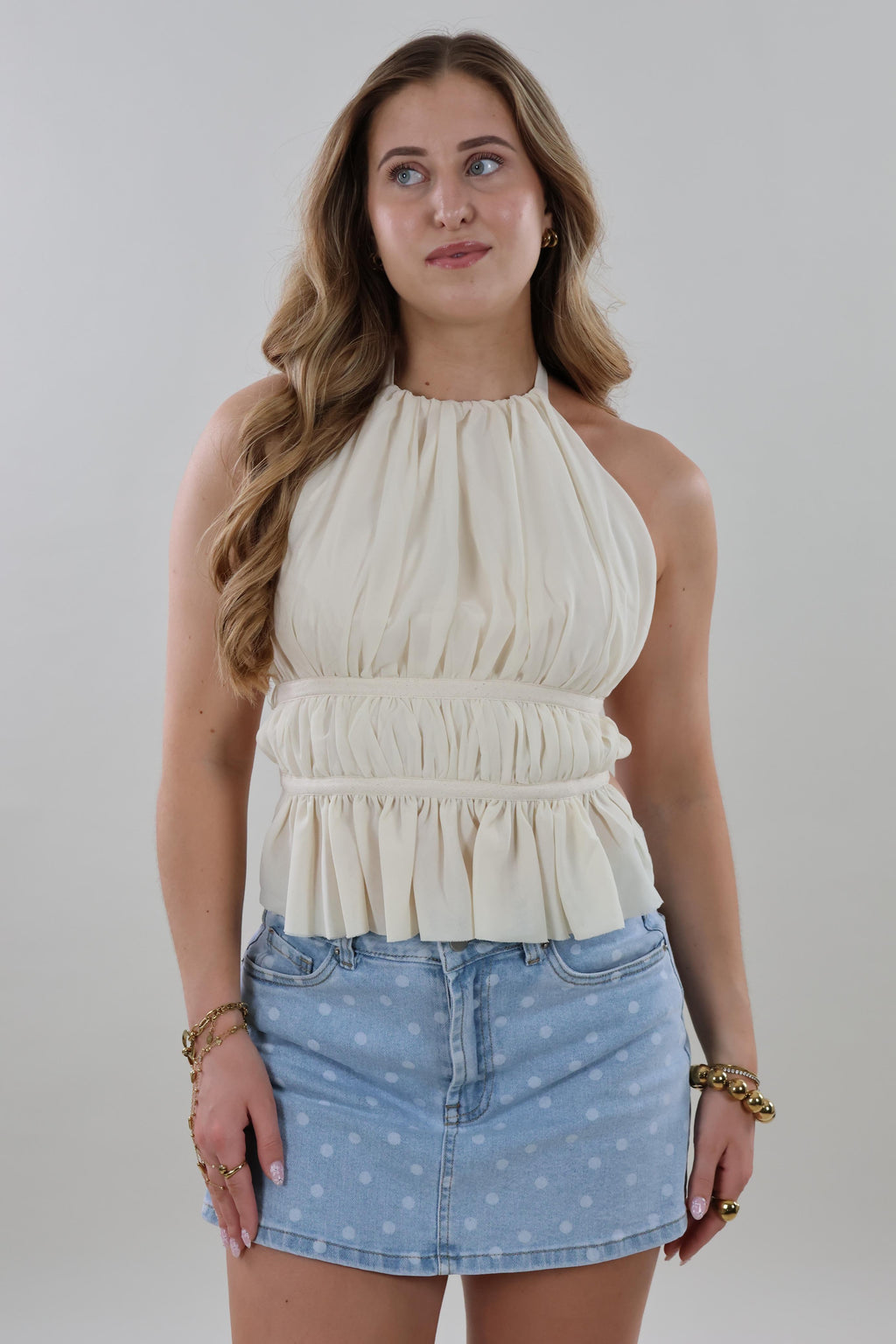 Halter ruffle Top - Crème