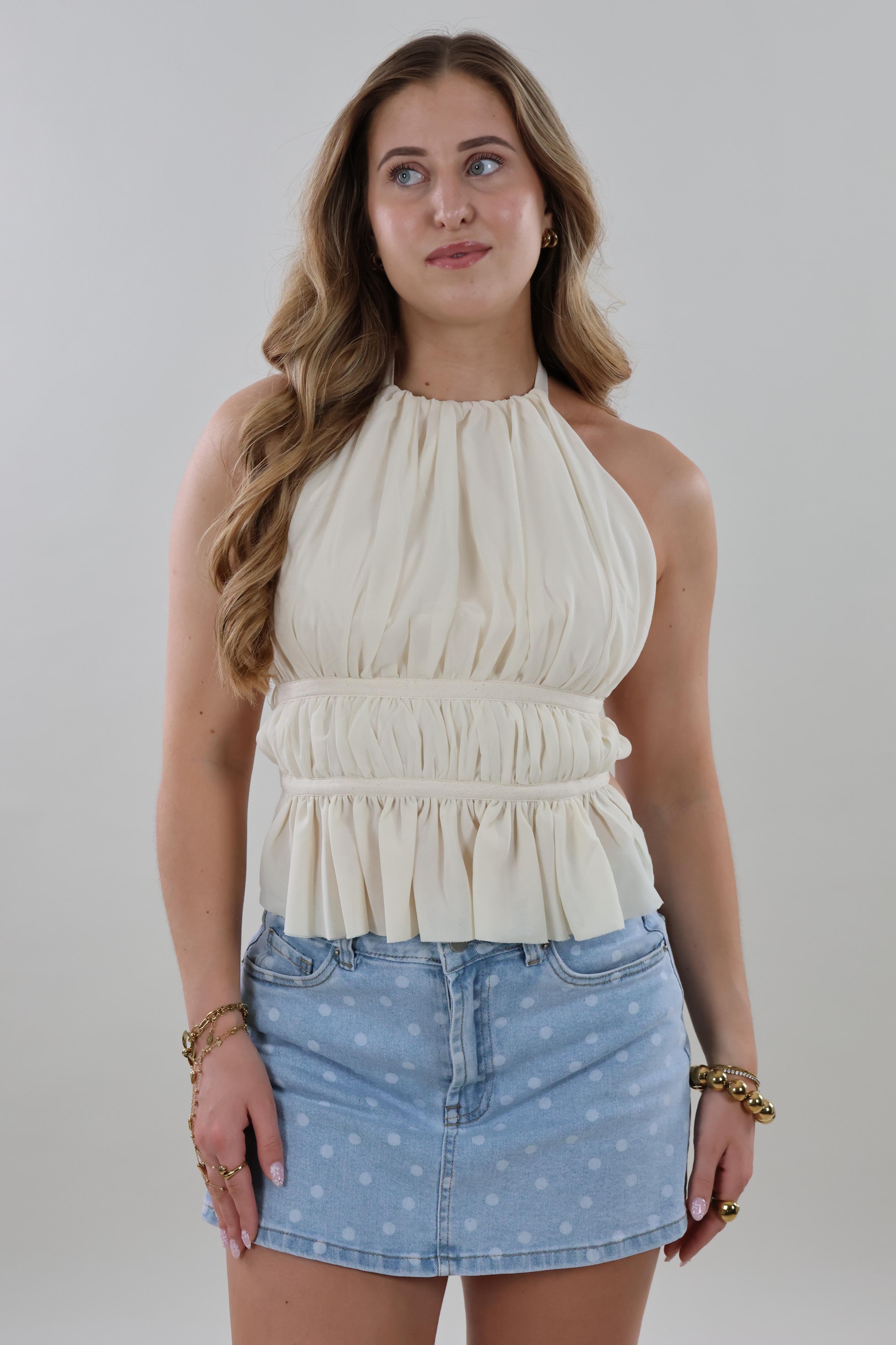 Halter ruffle Top - Crème