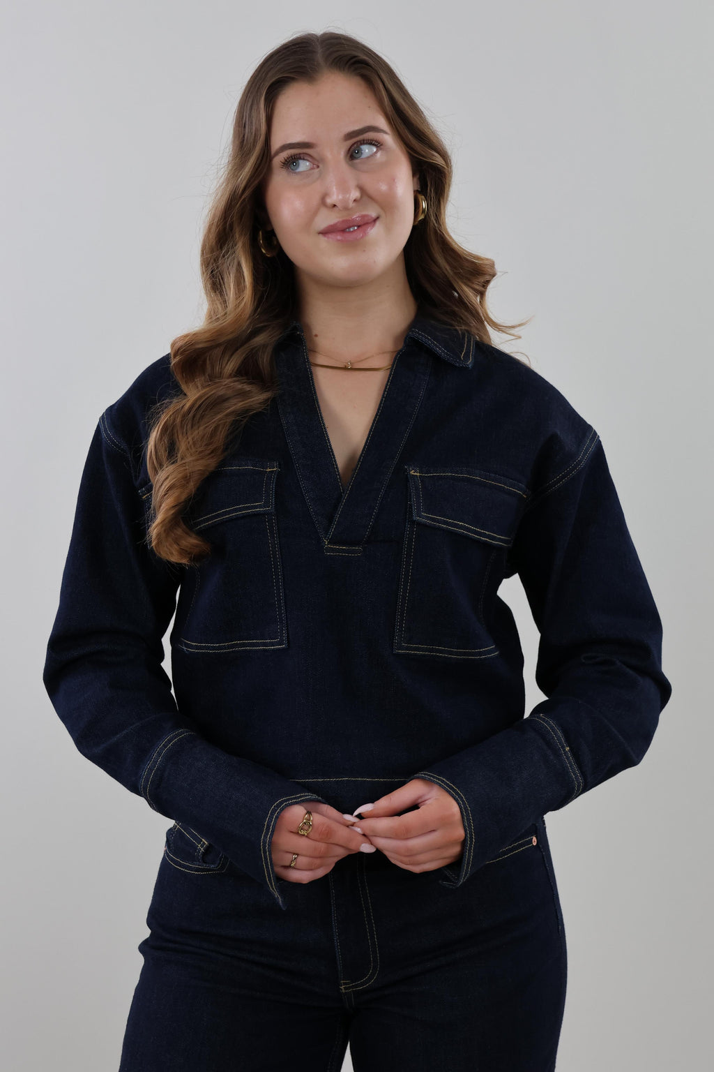 Denim pocket Top - Dark denim