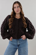 Bubbled knit Cardigan - Brown