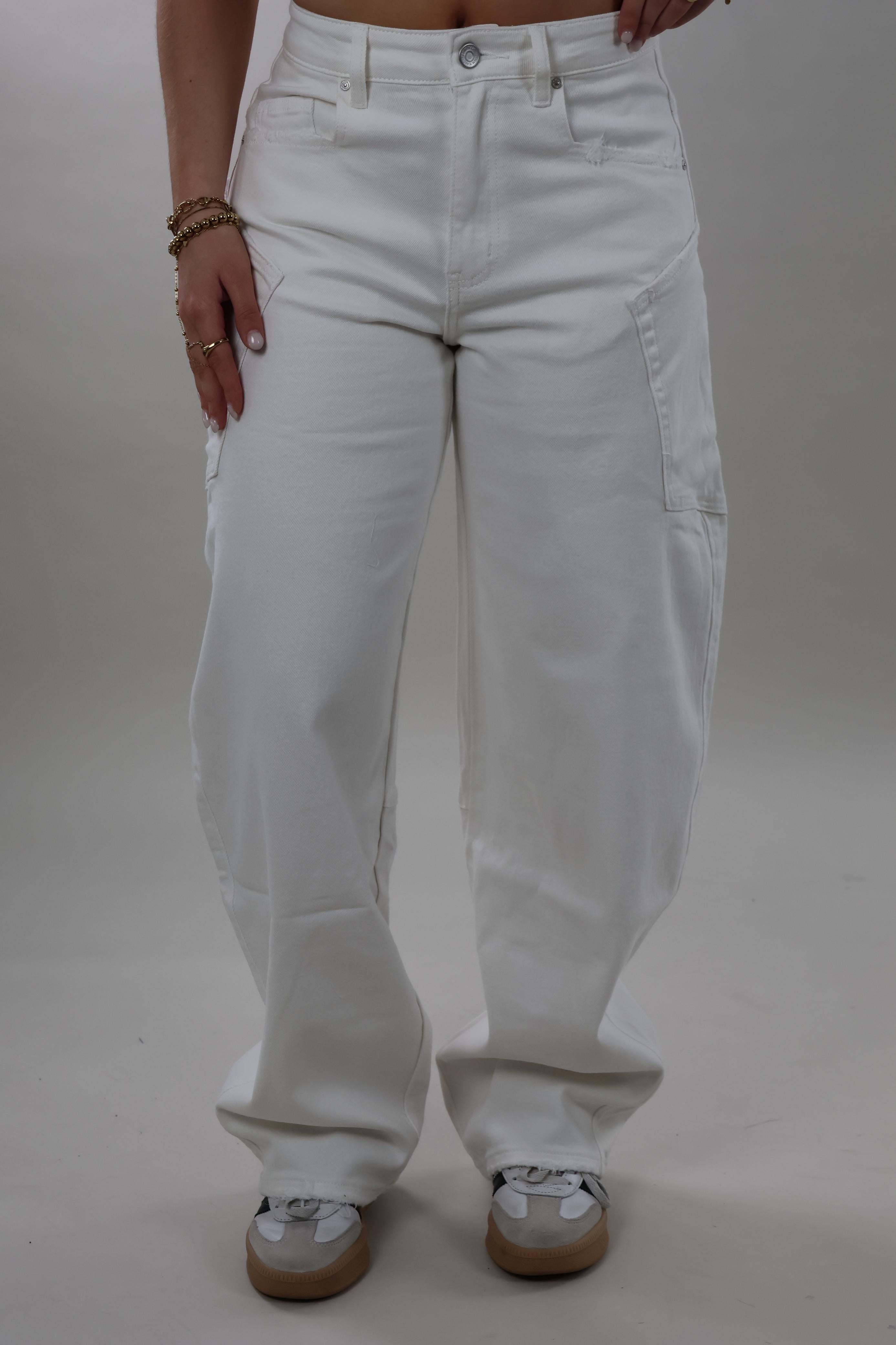 Cargo pocket balloon fit Jeans - Off white