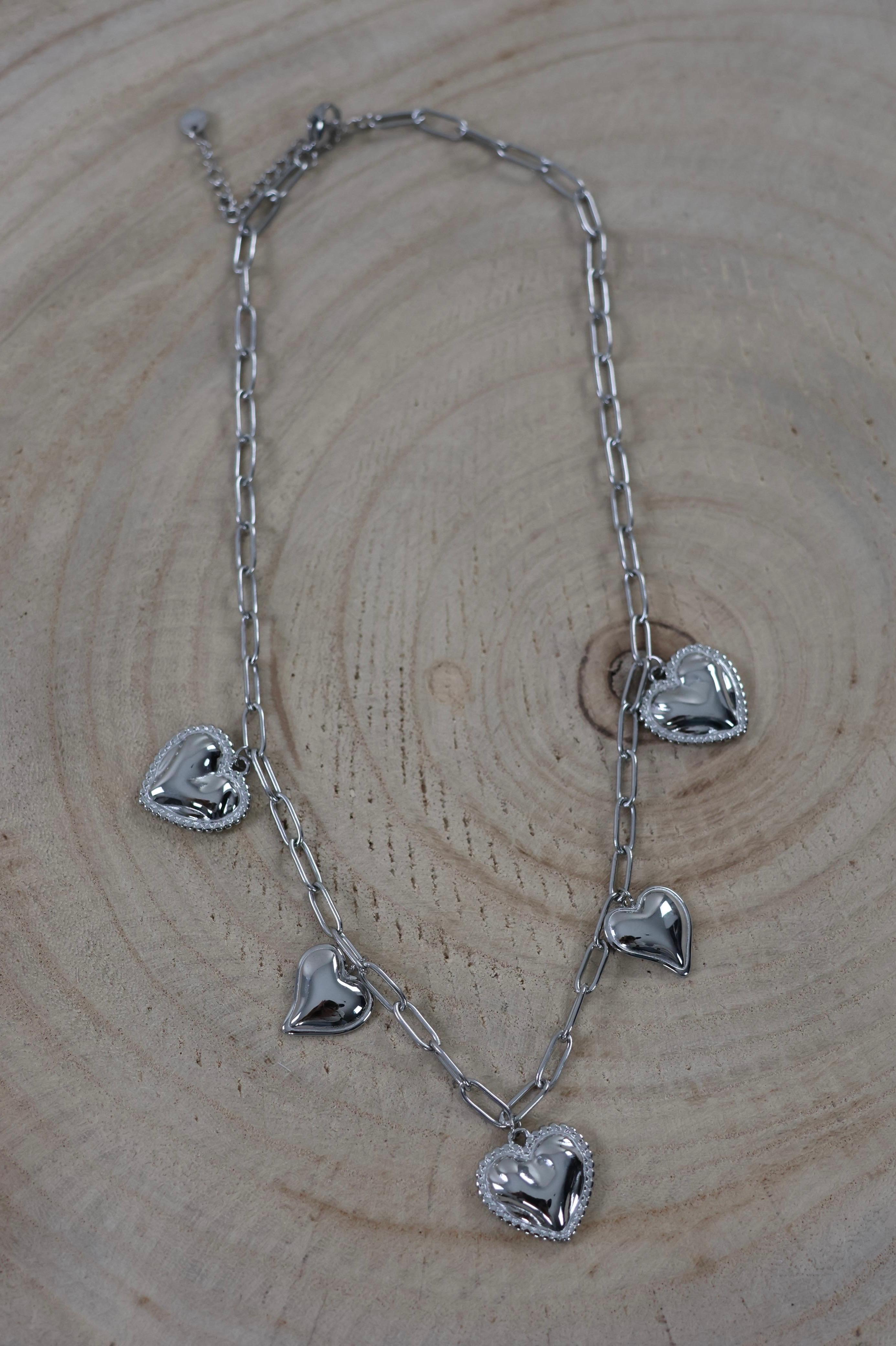 Heart charm Necklace - Silver