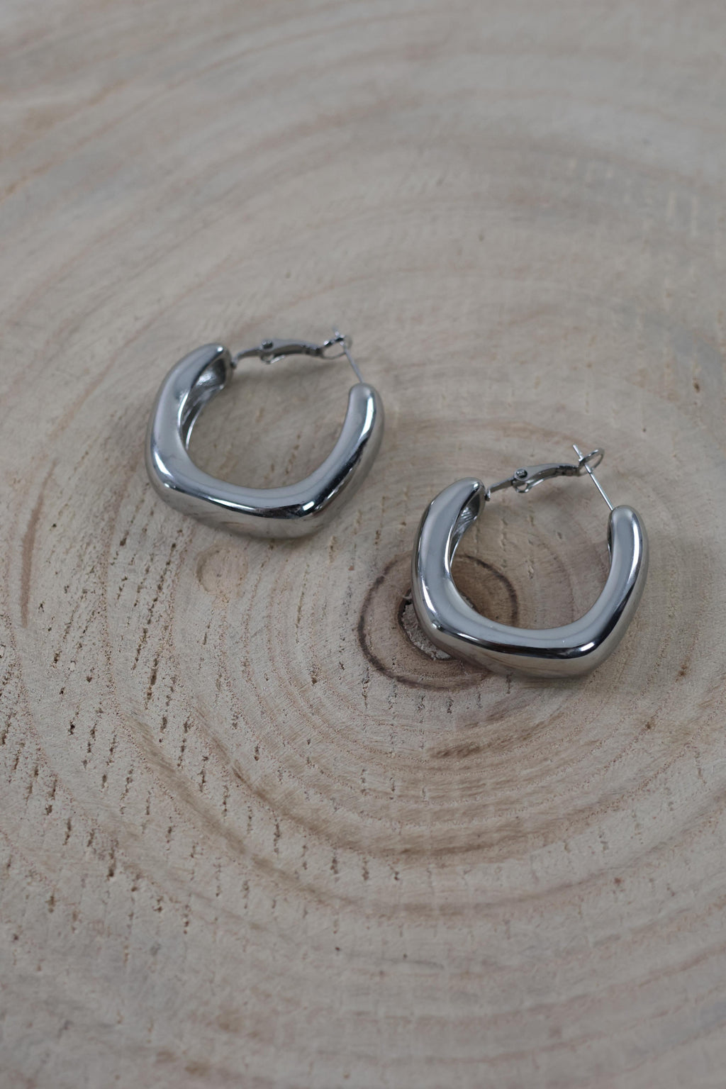 Sculpted chunky hoop Earrings - Silver
