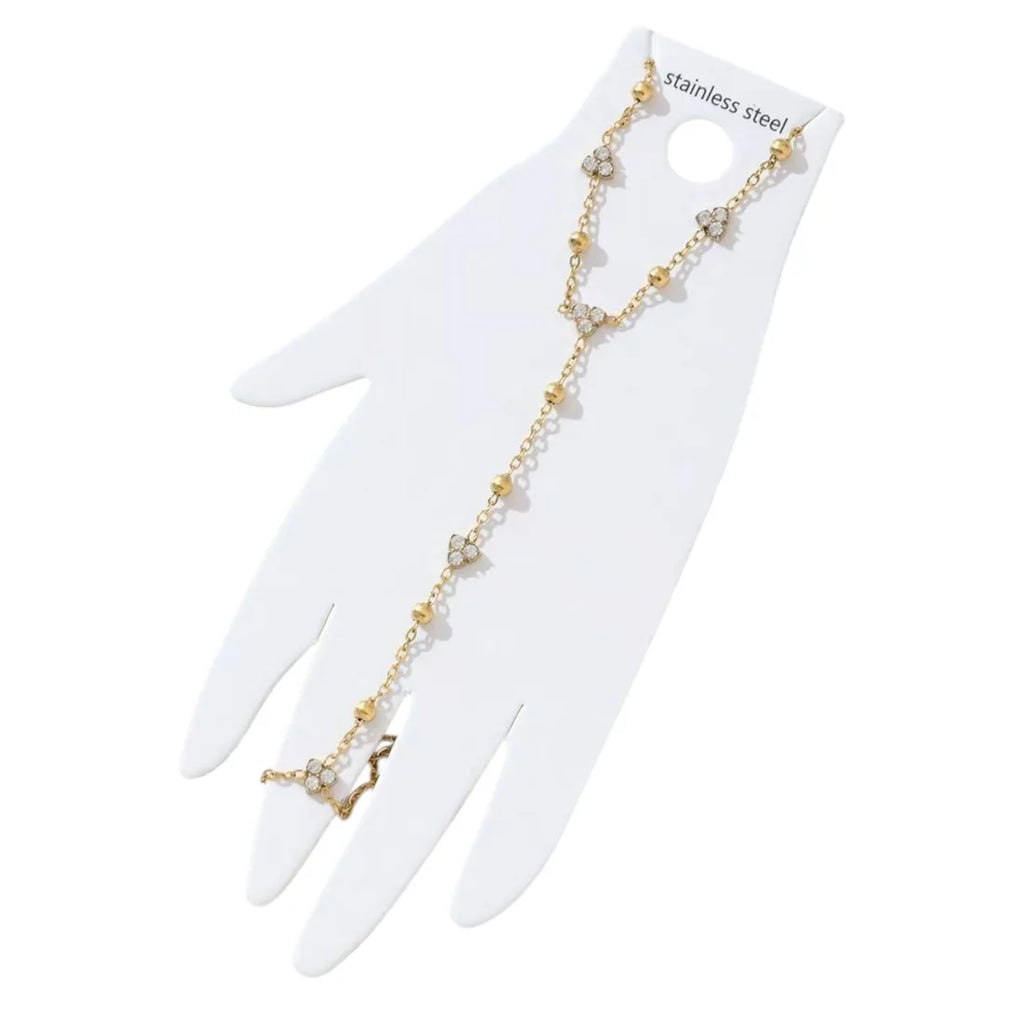 Dainty crystal hand Chain - Gold