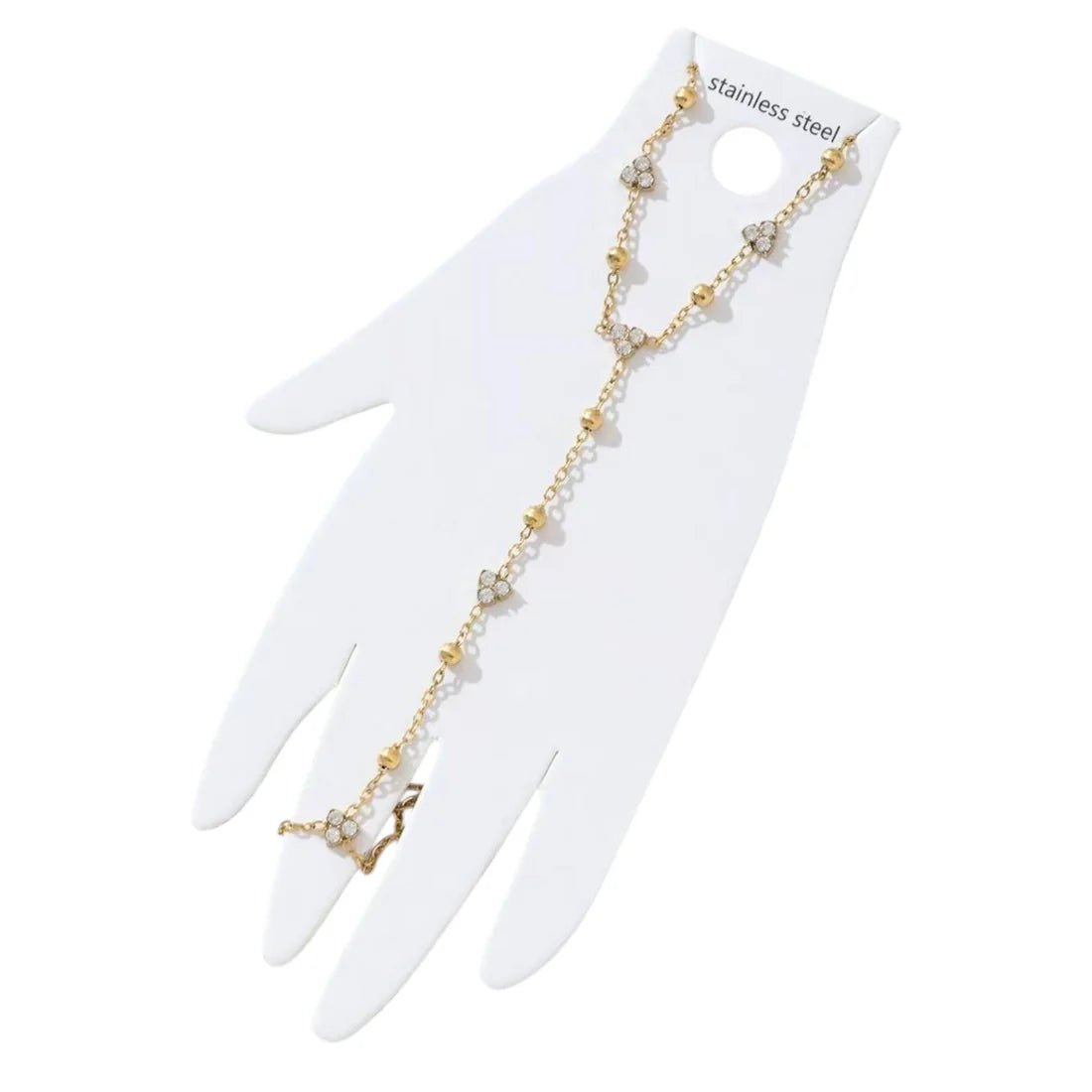 Dainty crystal hand Chain - Gold