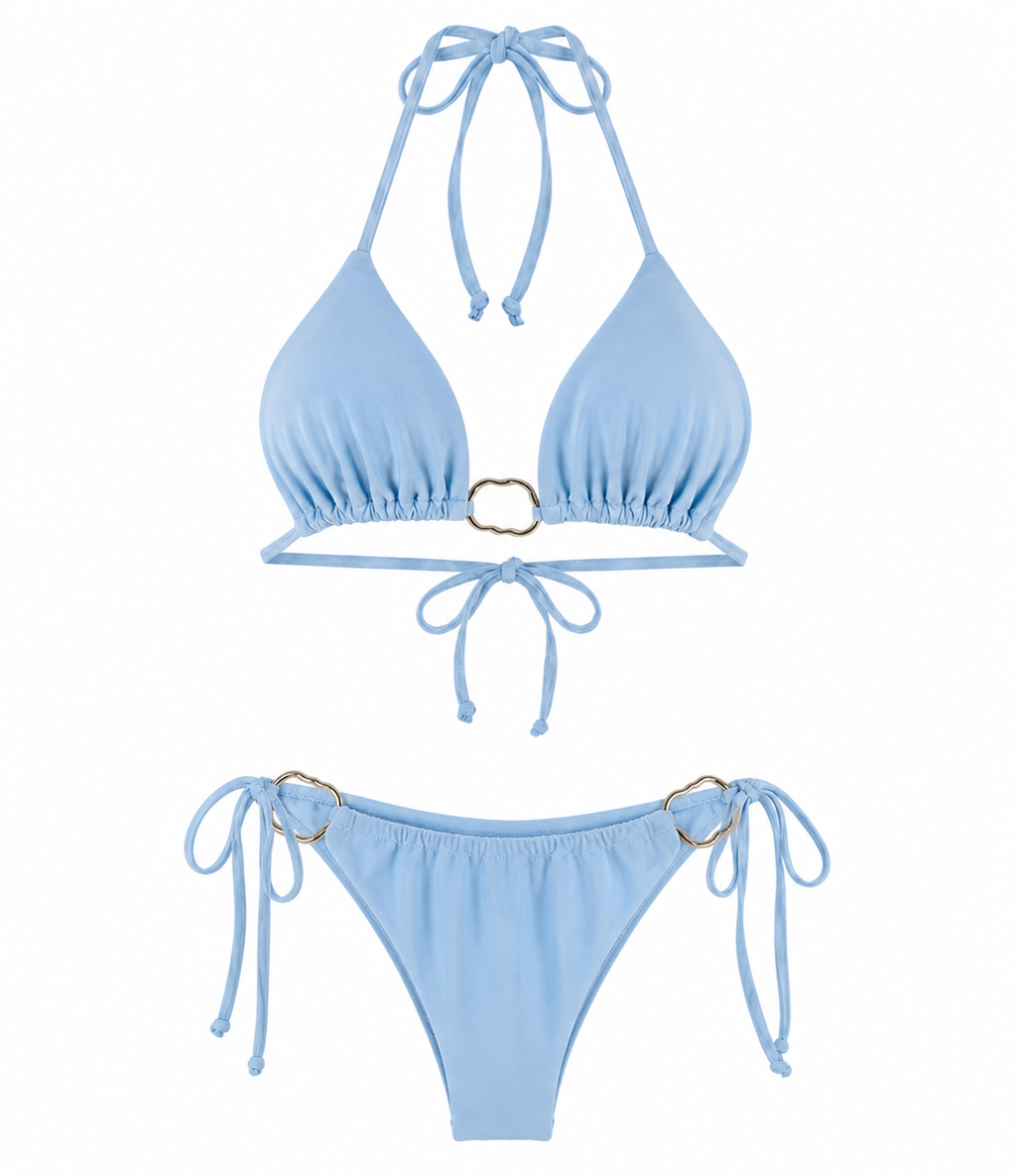 Ring detail triangle Bikini - Light blue