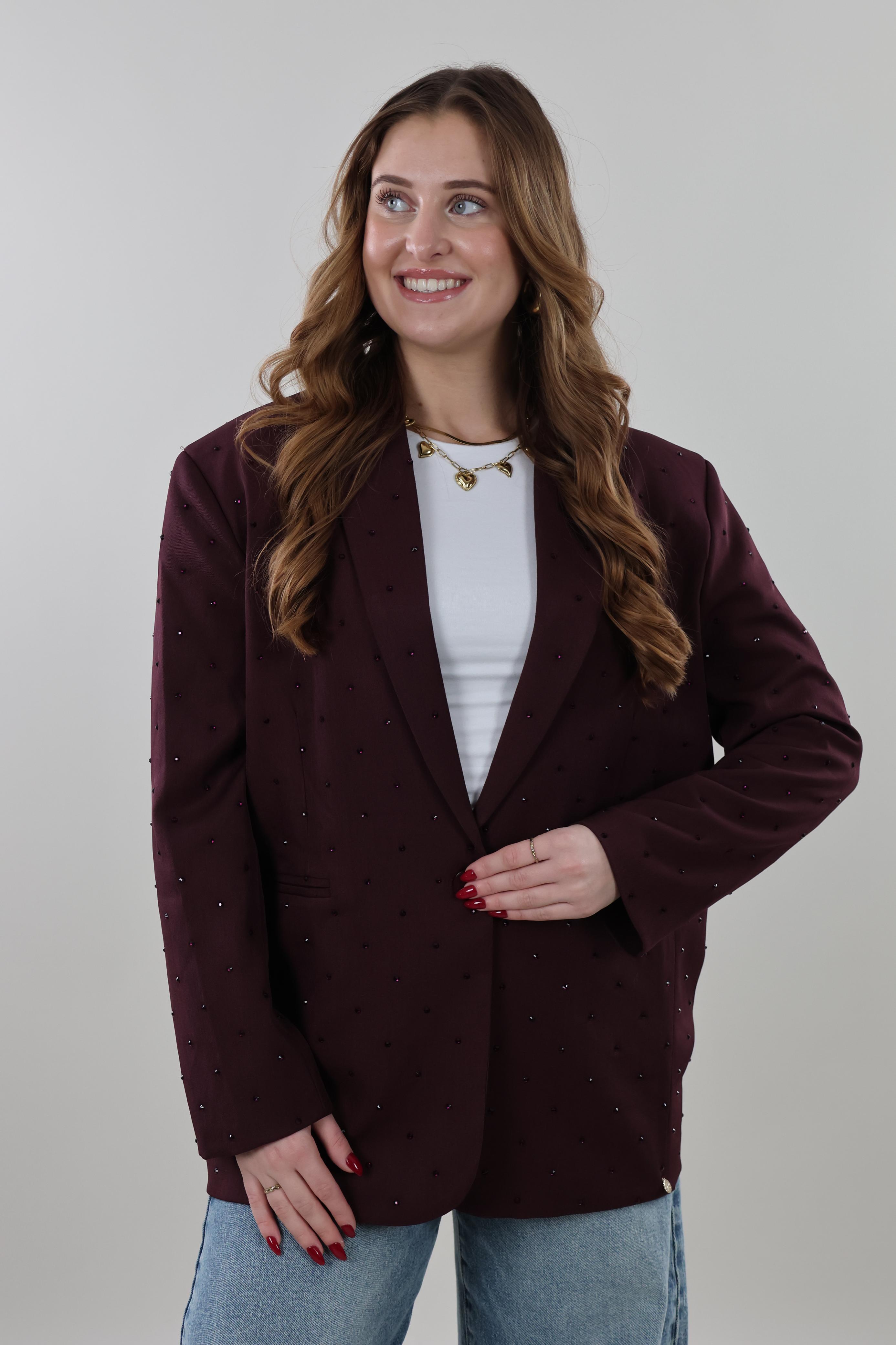 Sparkle stud blazer - Dark Burgundy