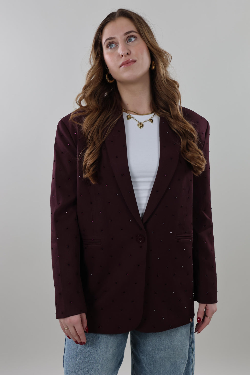 Sparkle stud blazer - Dark Burgundy