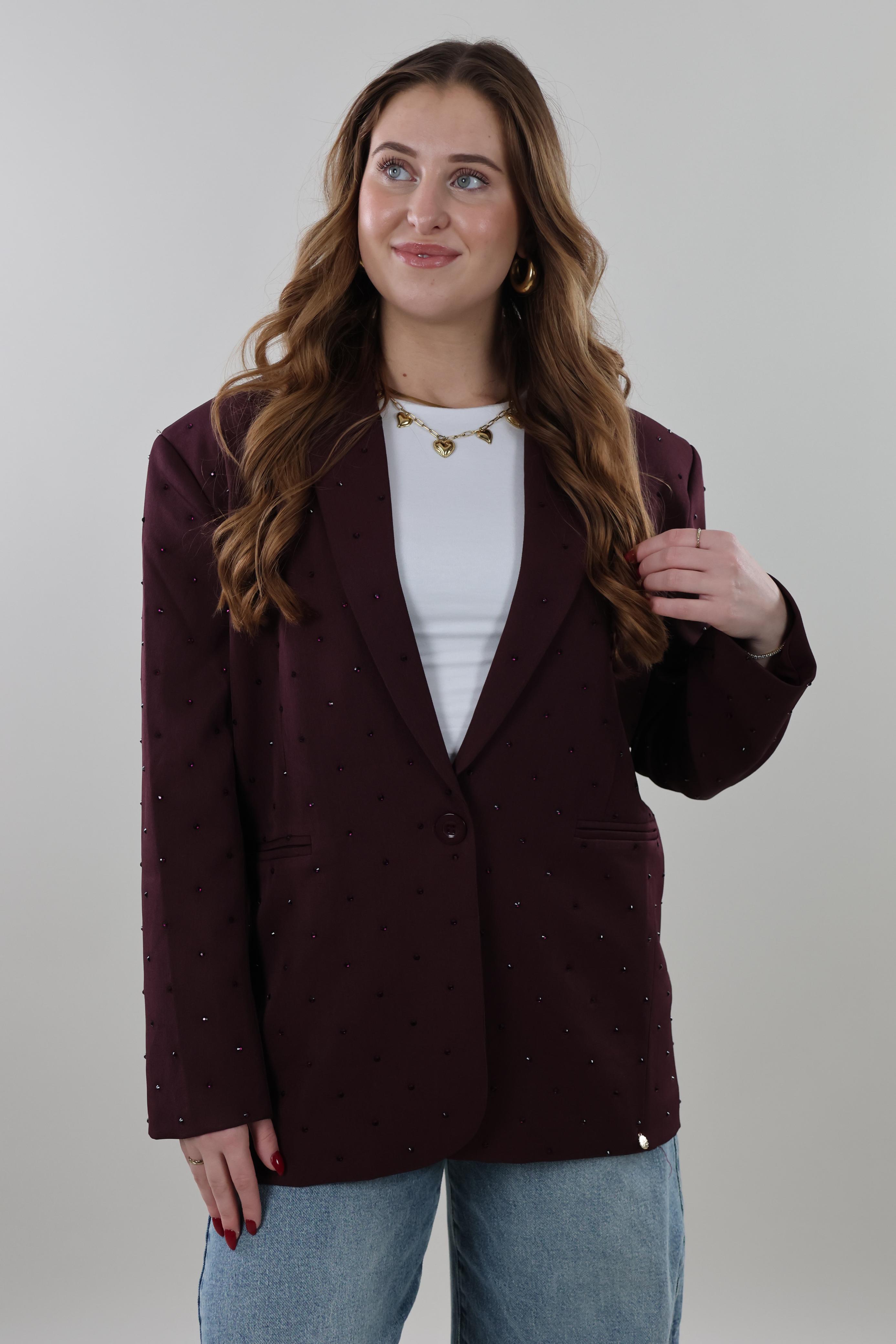 Sparkle stud blazer - Dark Burgundy