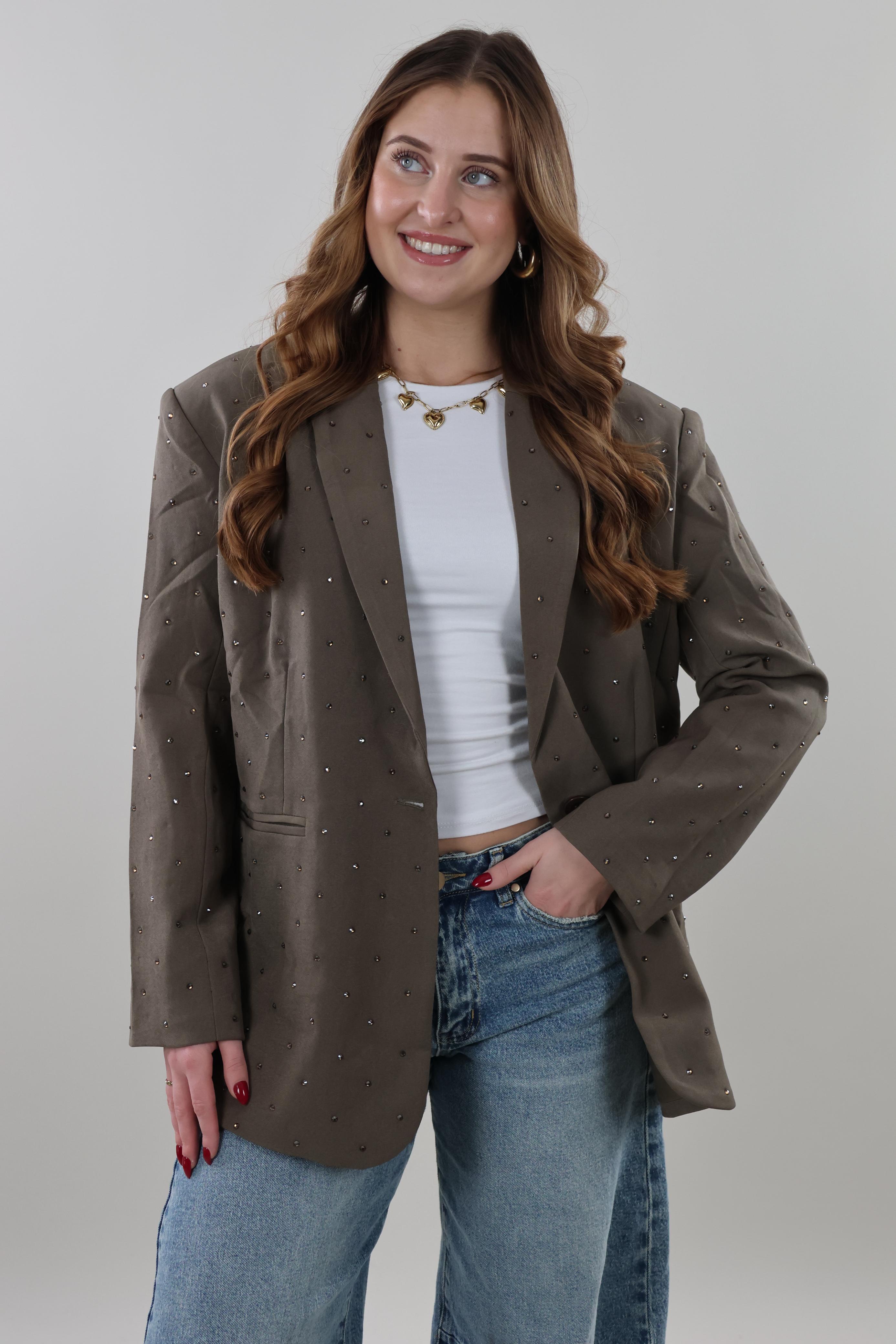 Sparkle stud blazer - Khaki