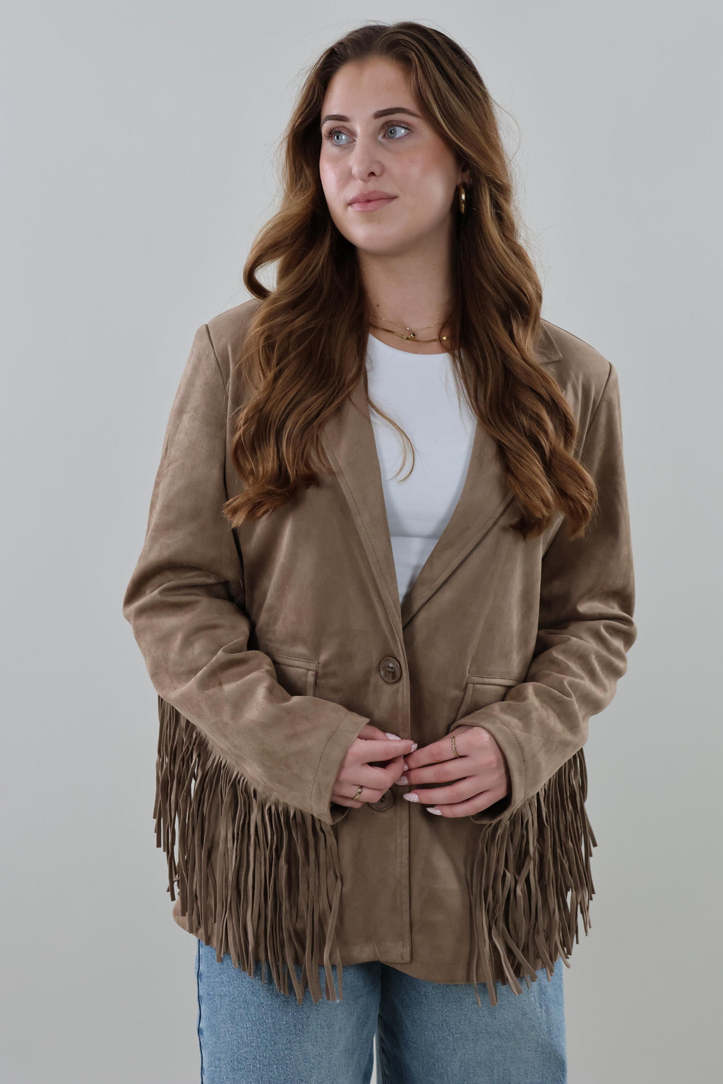 Suede look fringe Blazer