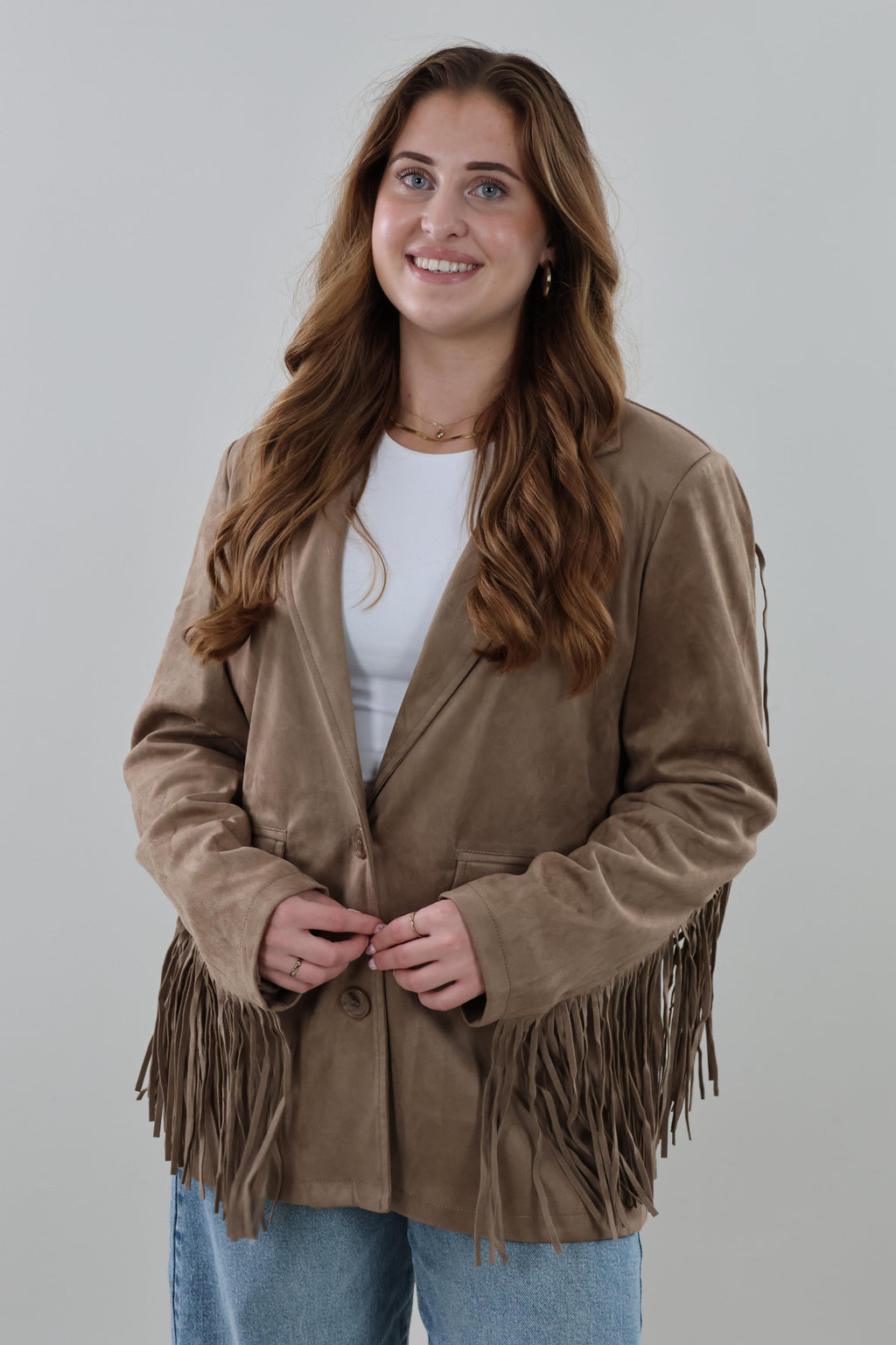 Suede look fringe Blazer
