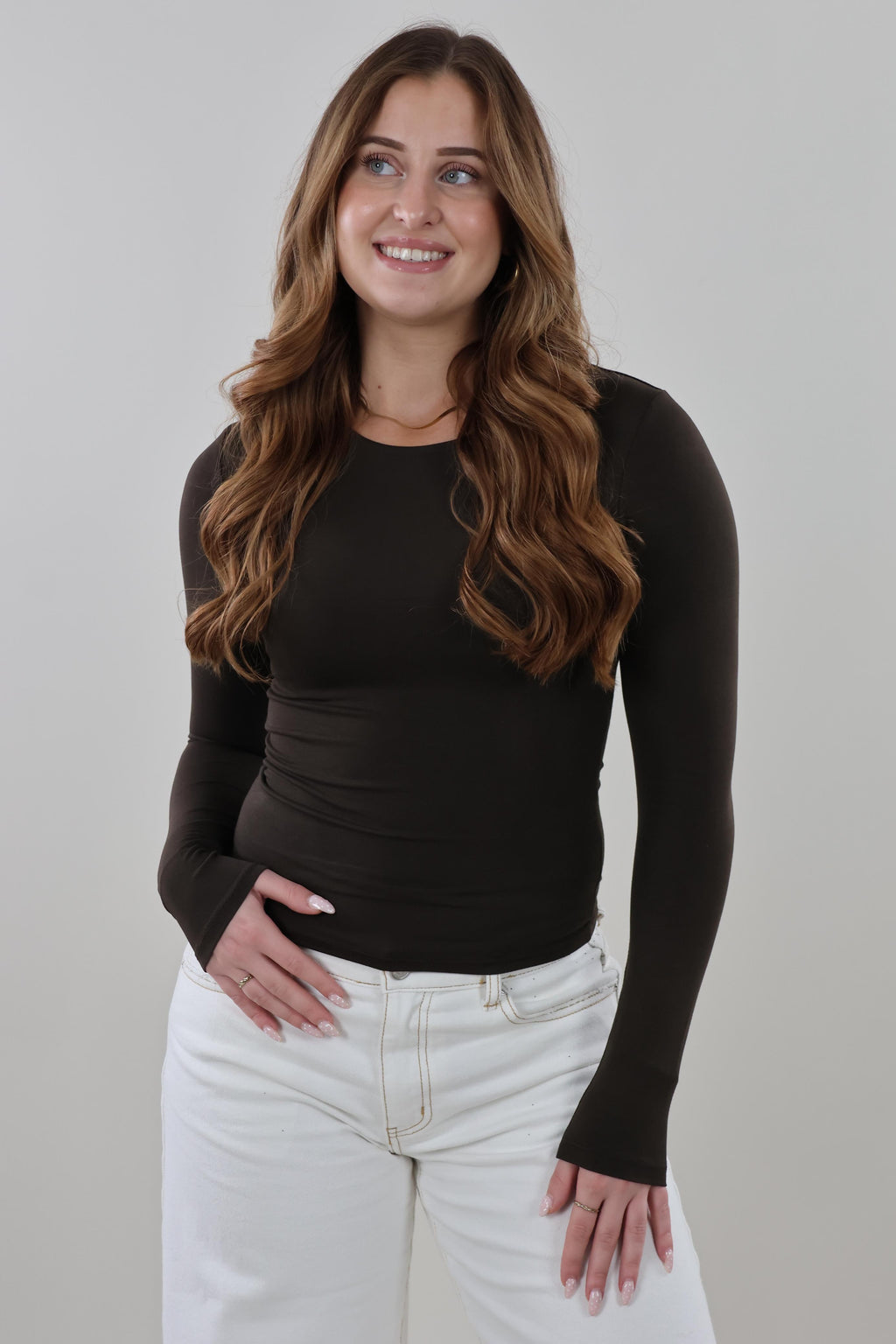 Essential long sleeve Top - Dark brown