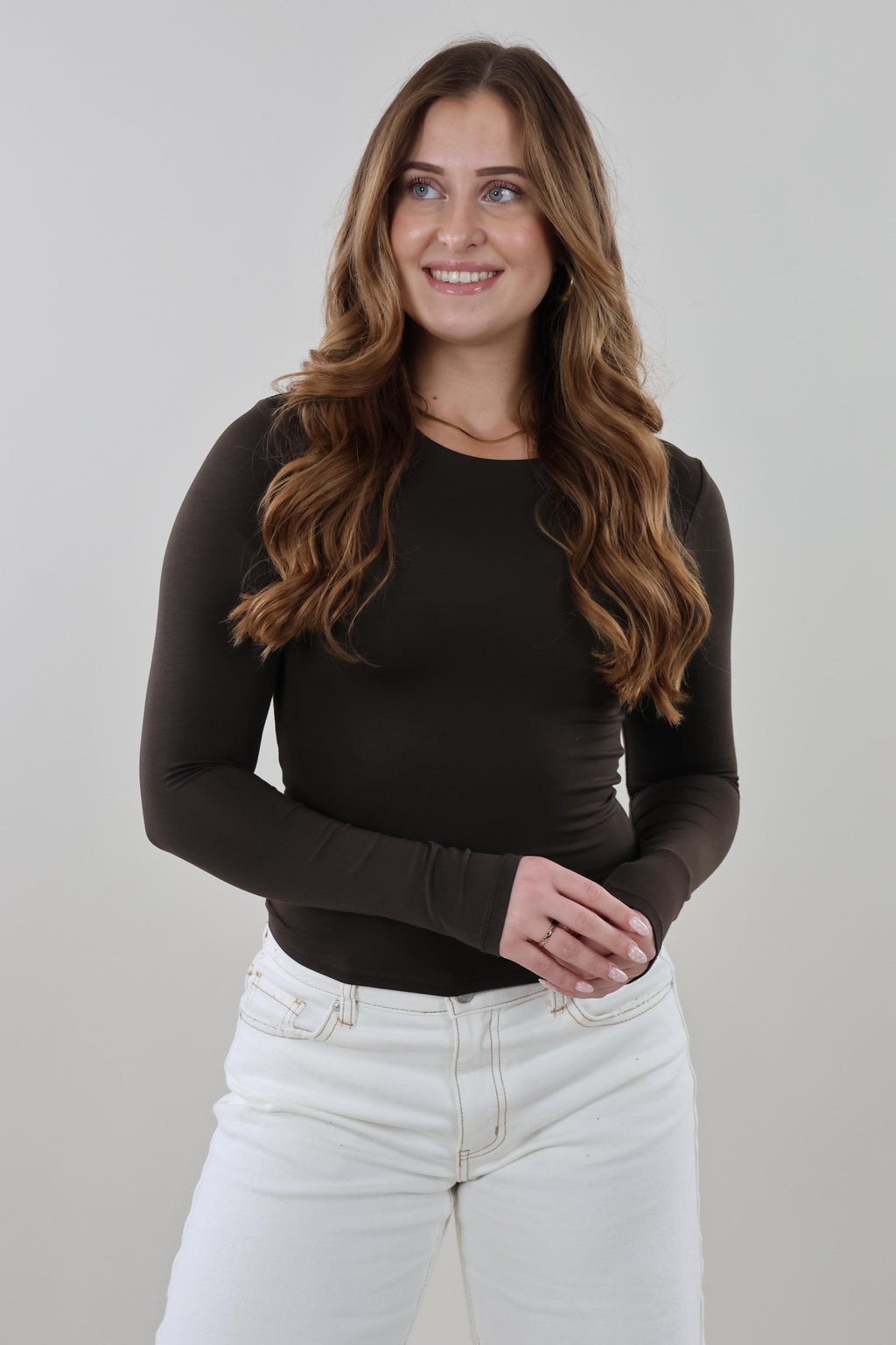 Essential long sleeve Top - Dark brown