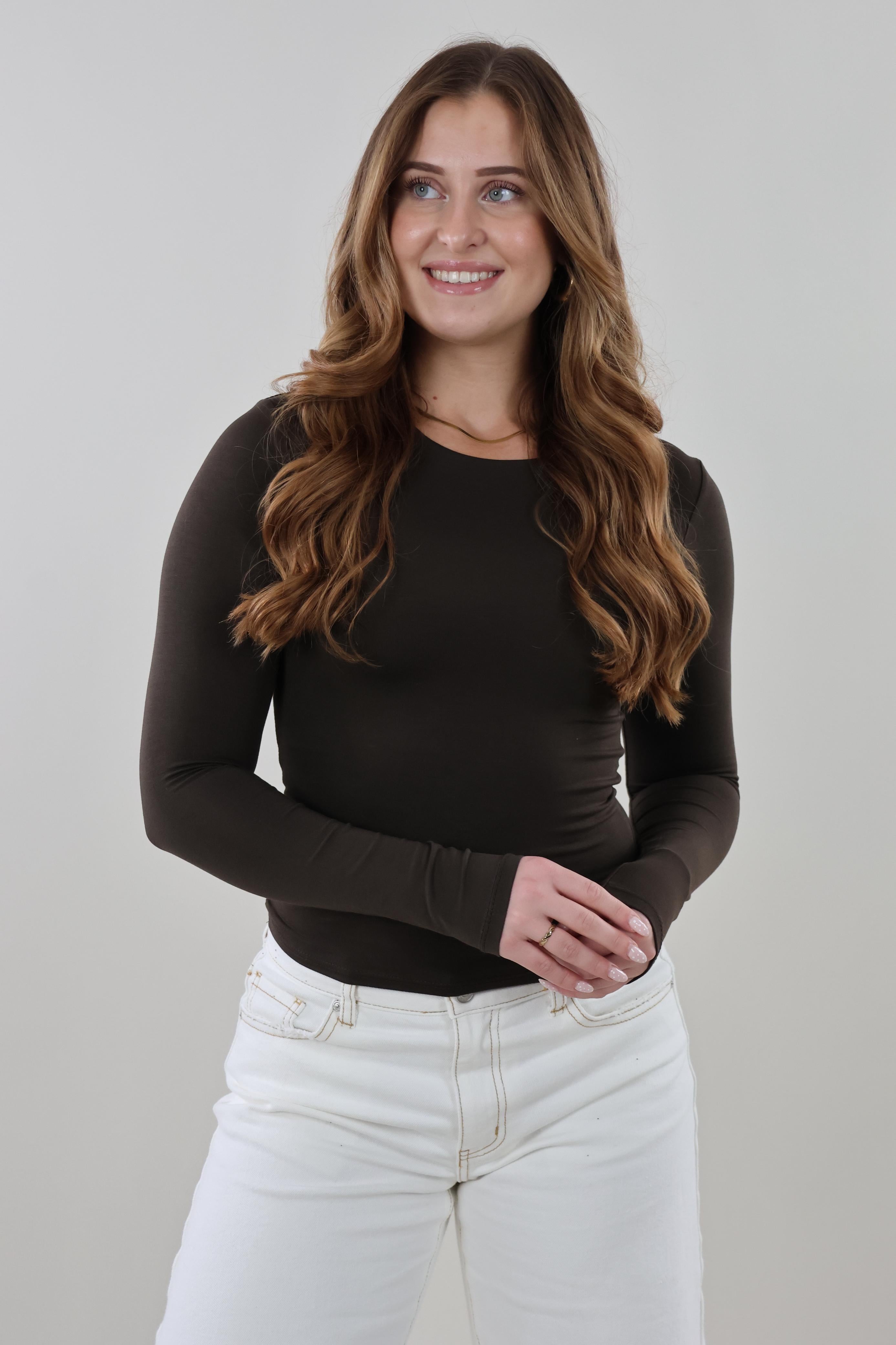 Essential long sleeve Top - Dark brown