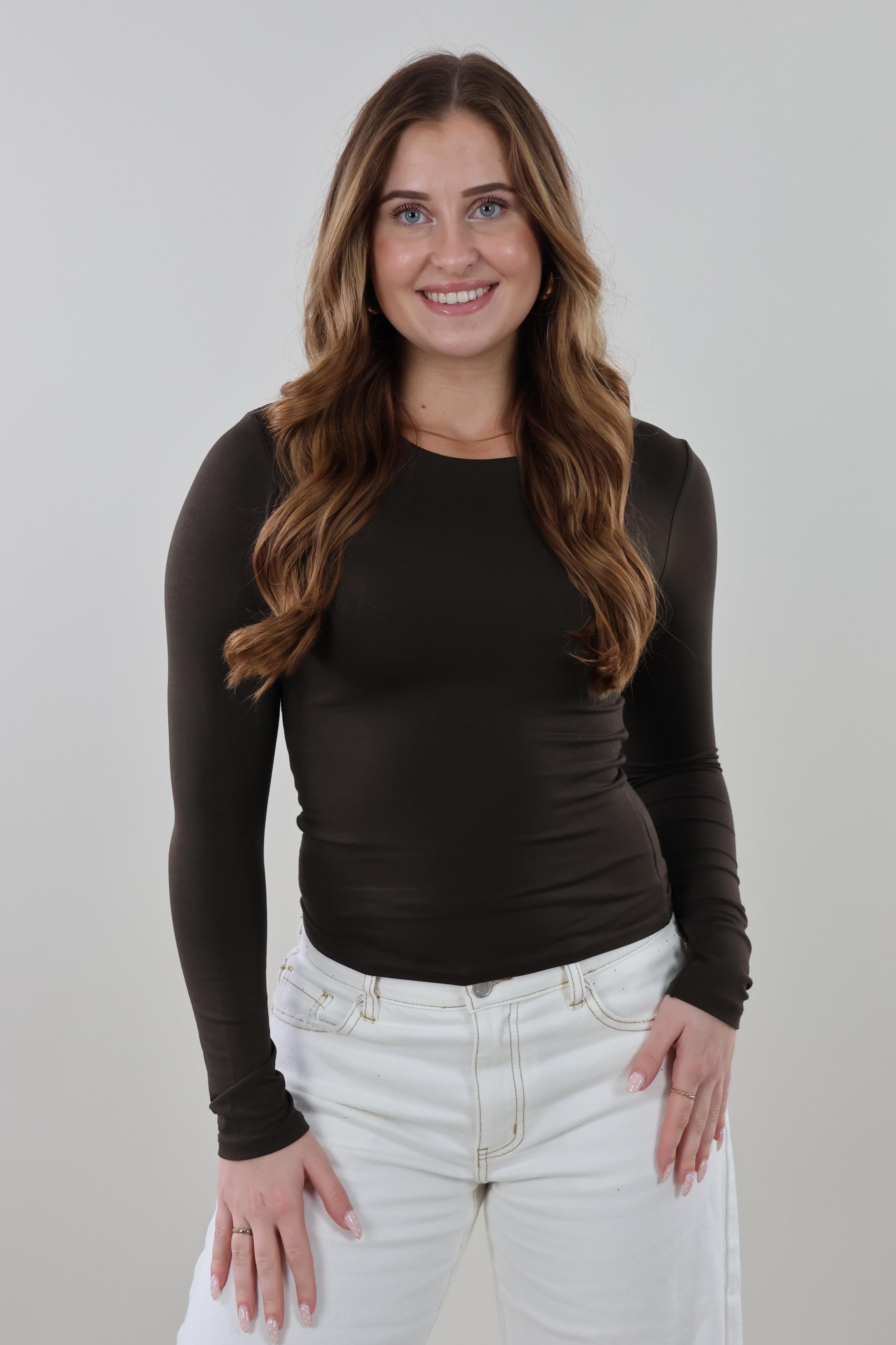 Essential long sleeve Top - Dark brown