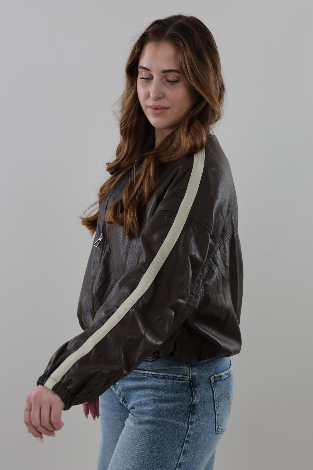 Vintage-style bomber Jacket - Brown