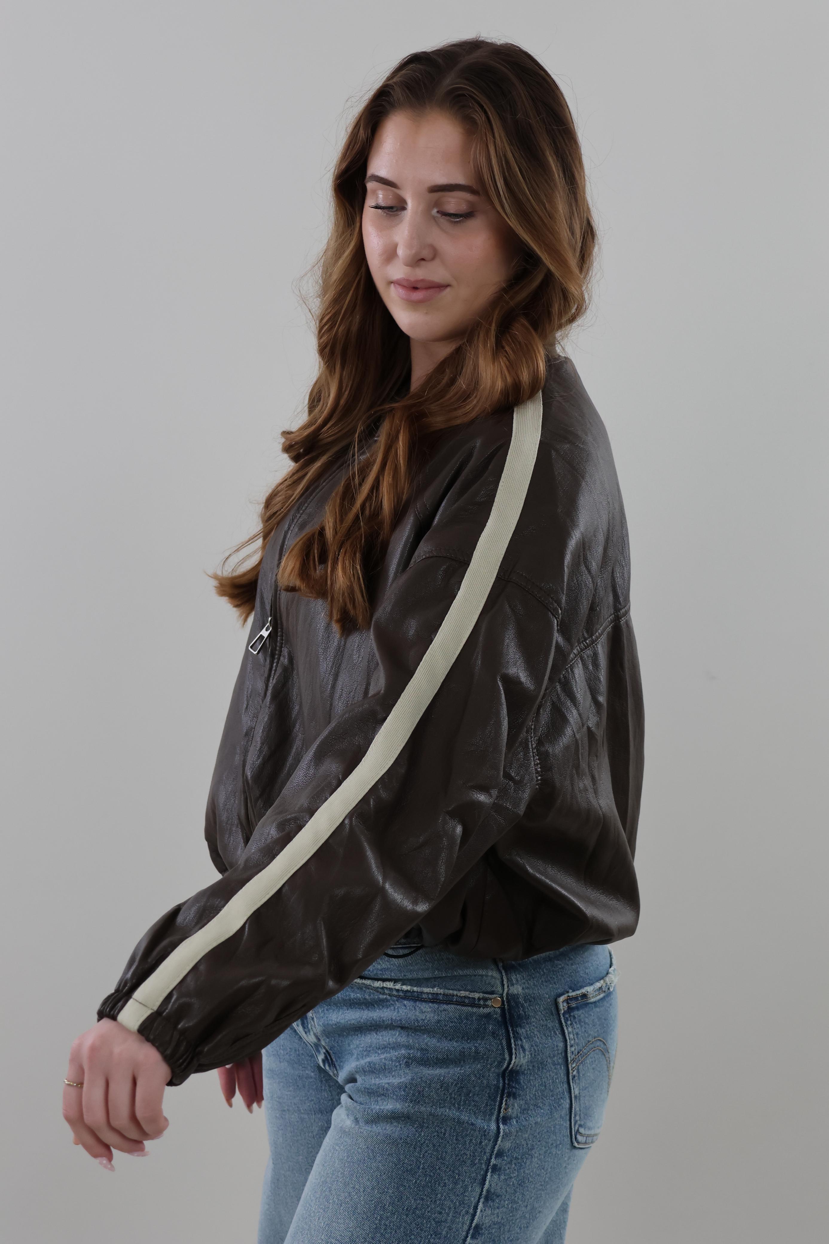 Vintage-style bomber Jacket - Brown