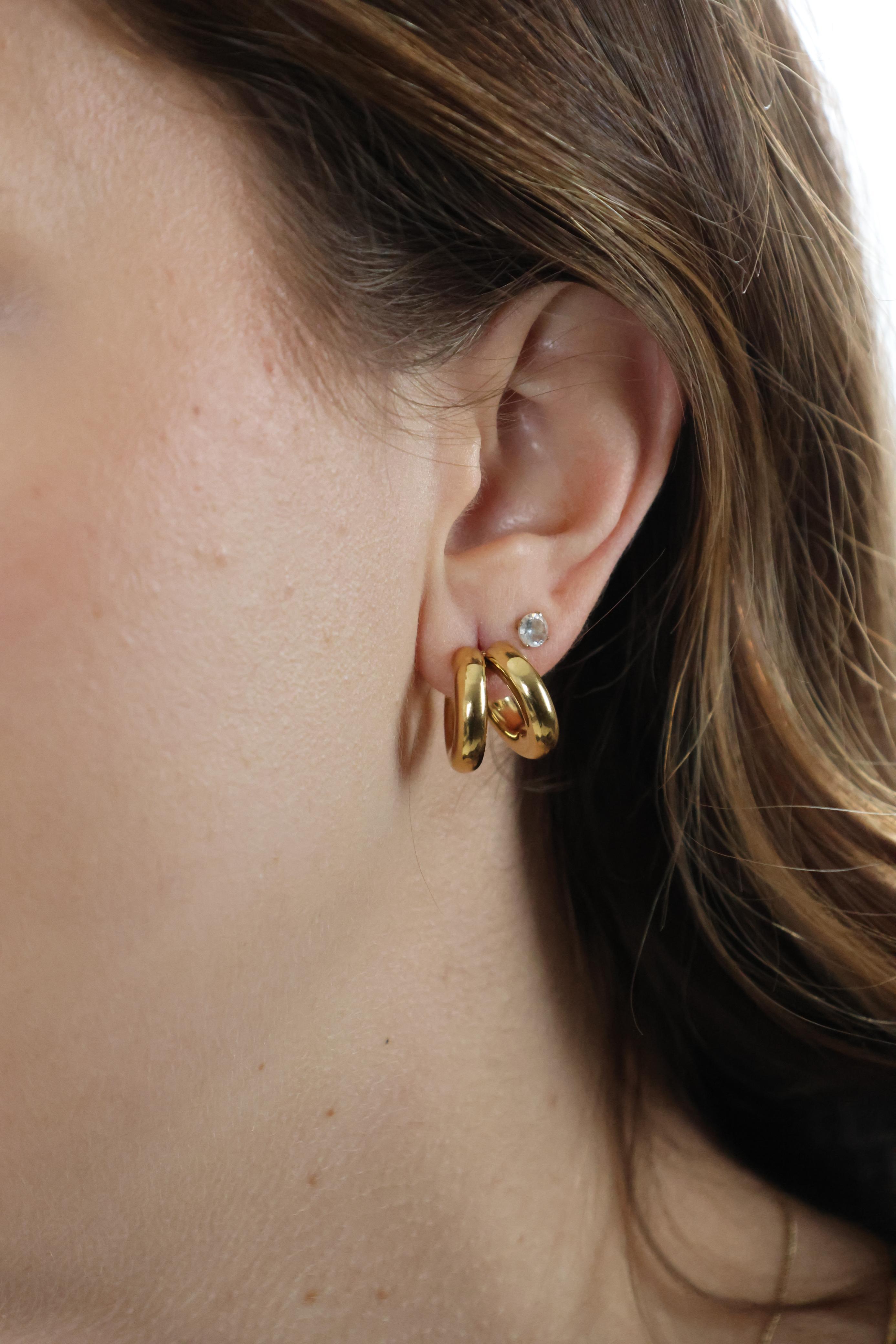 Double hoop Earrings - Gold