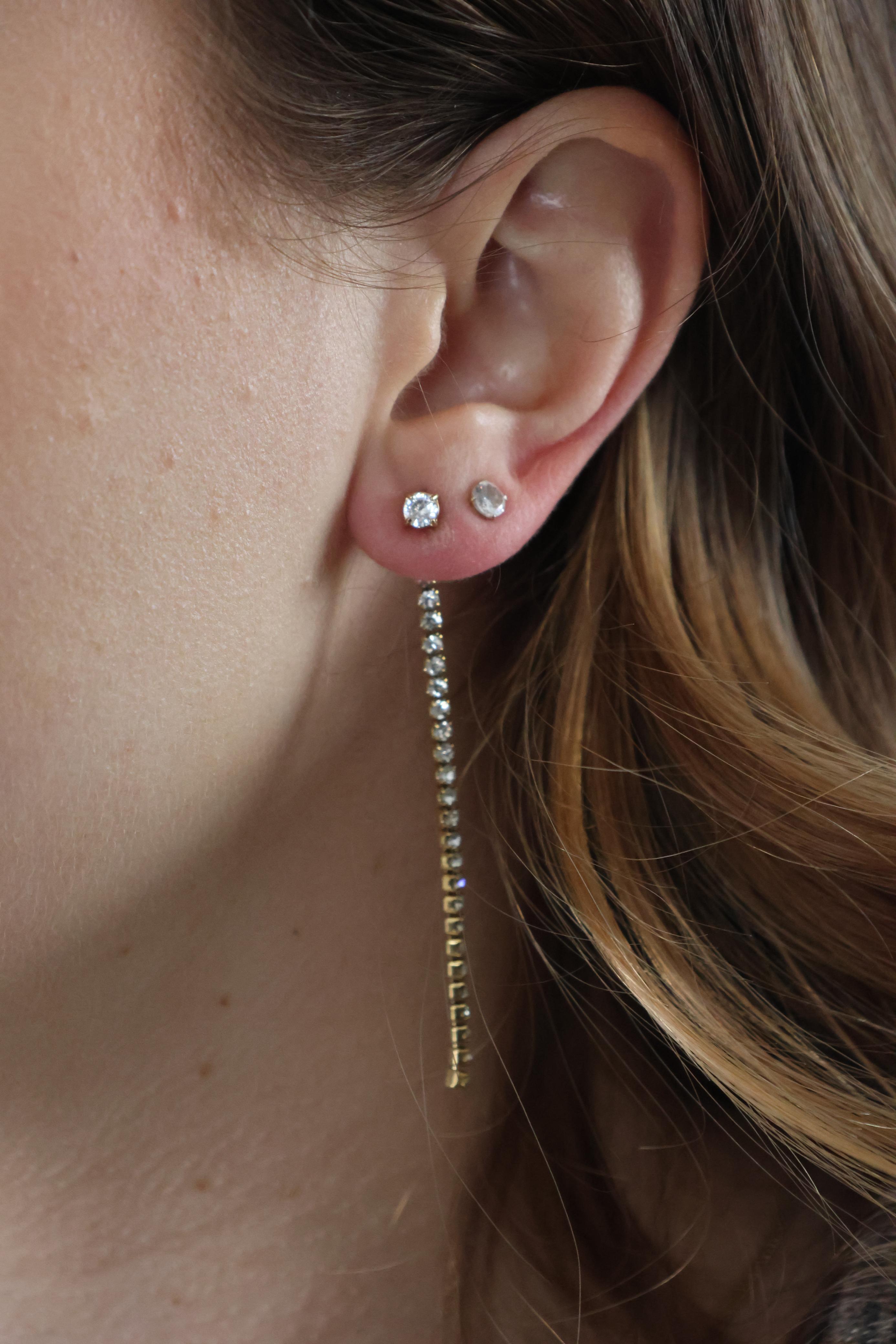 Rhinestone drop Earrings - Gold