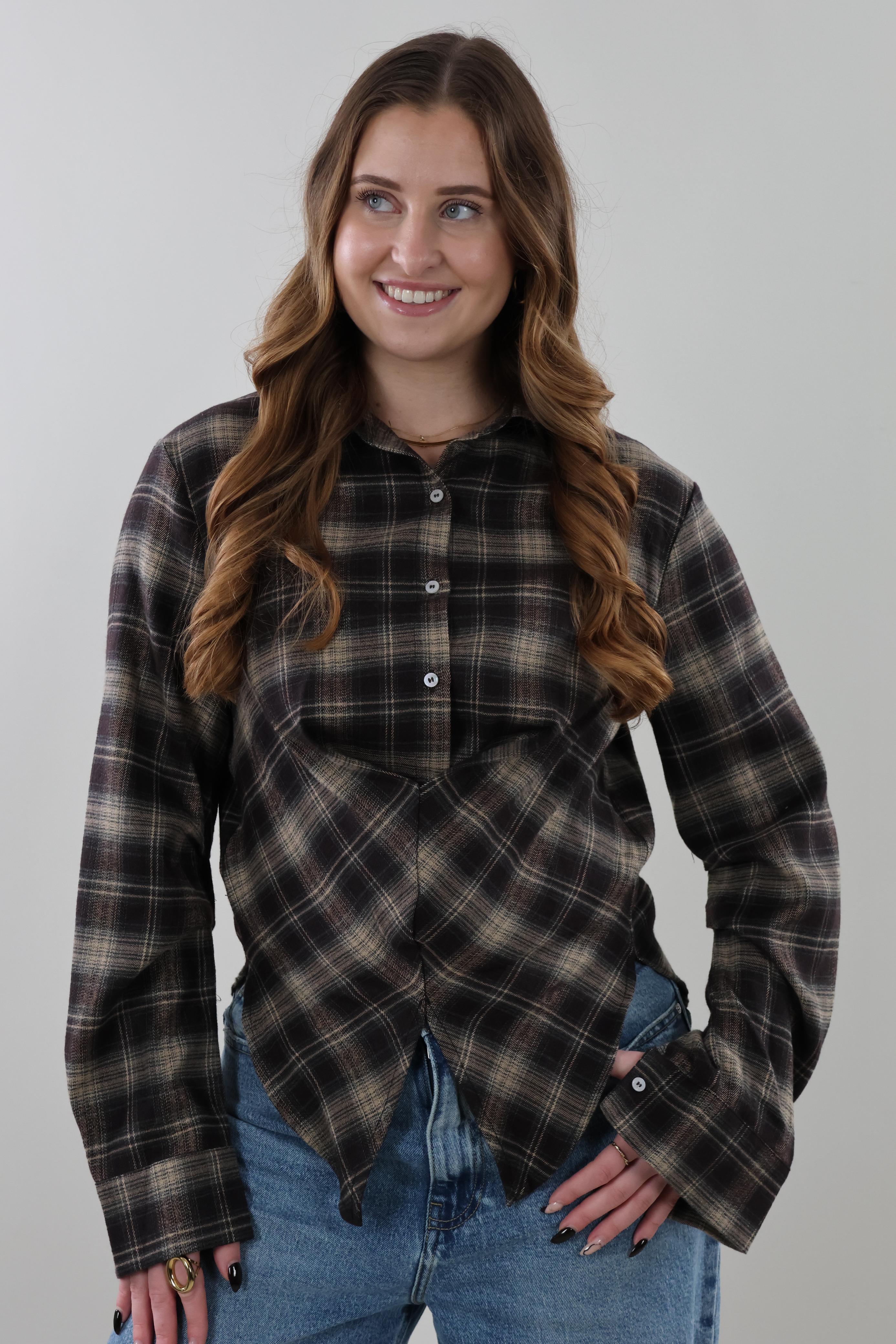 Plaid button-up Blouse