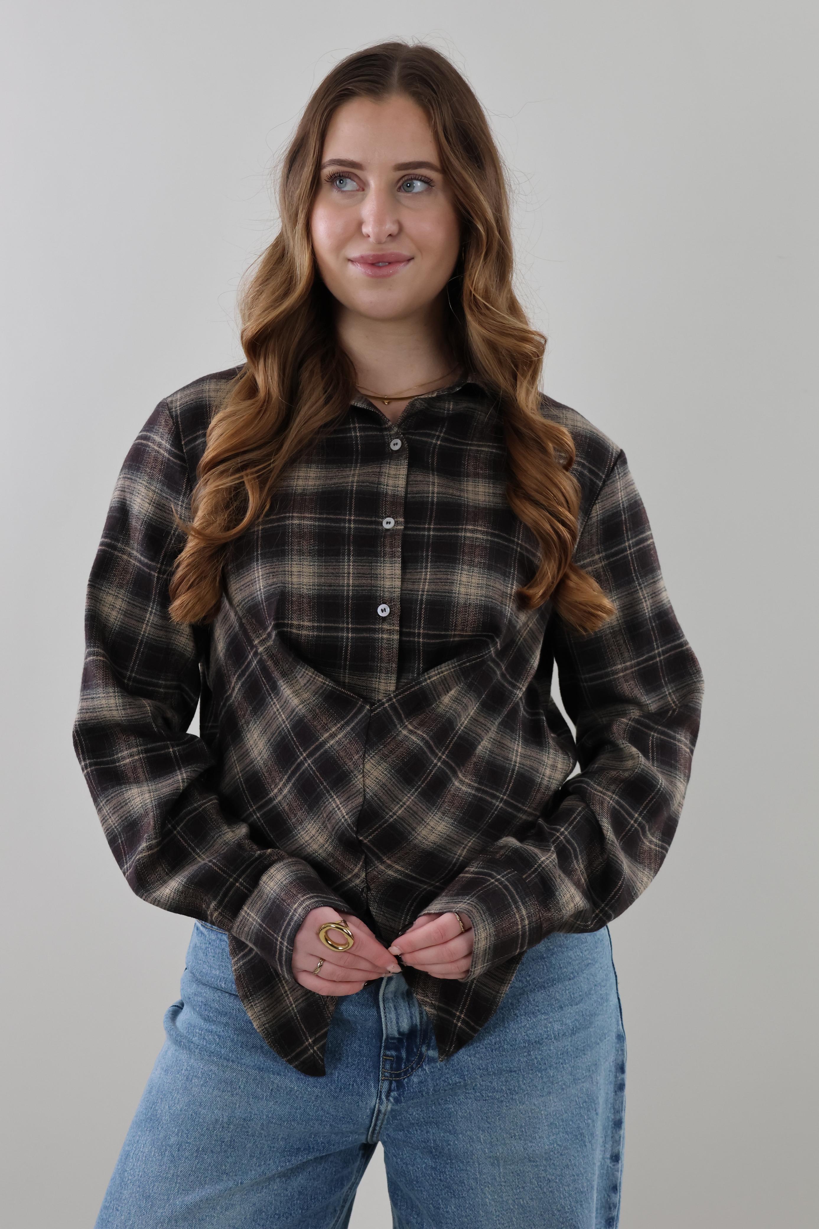 Plaid button-up Blouse